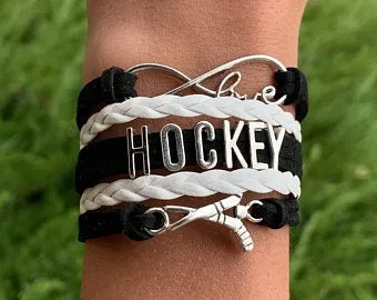 Girls Ice Hockey Infinity Bracelet - Pick Colors