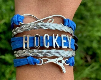 Girls Ice Hockey Infinity Bracelet - Pick Colors