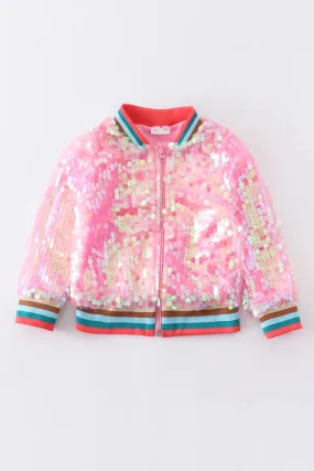 Girls Pink Sequin Jacket