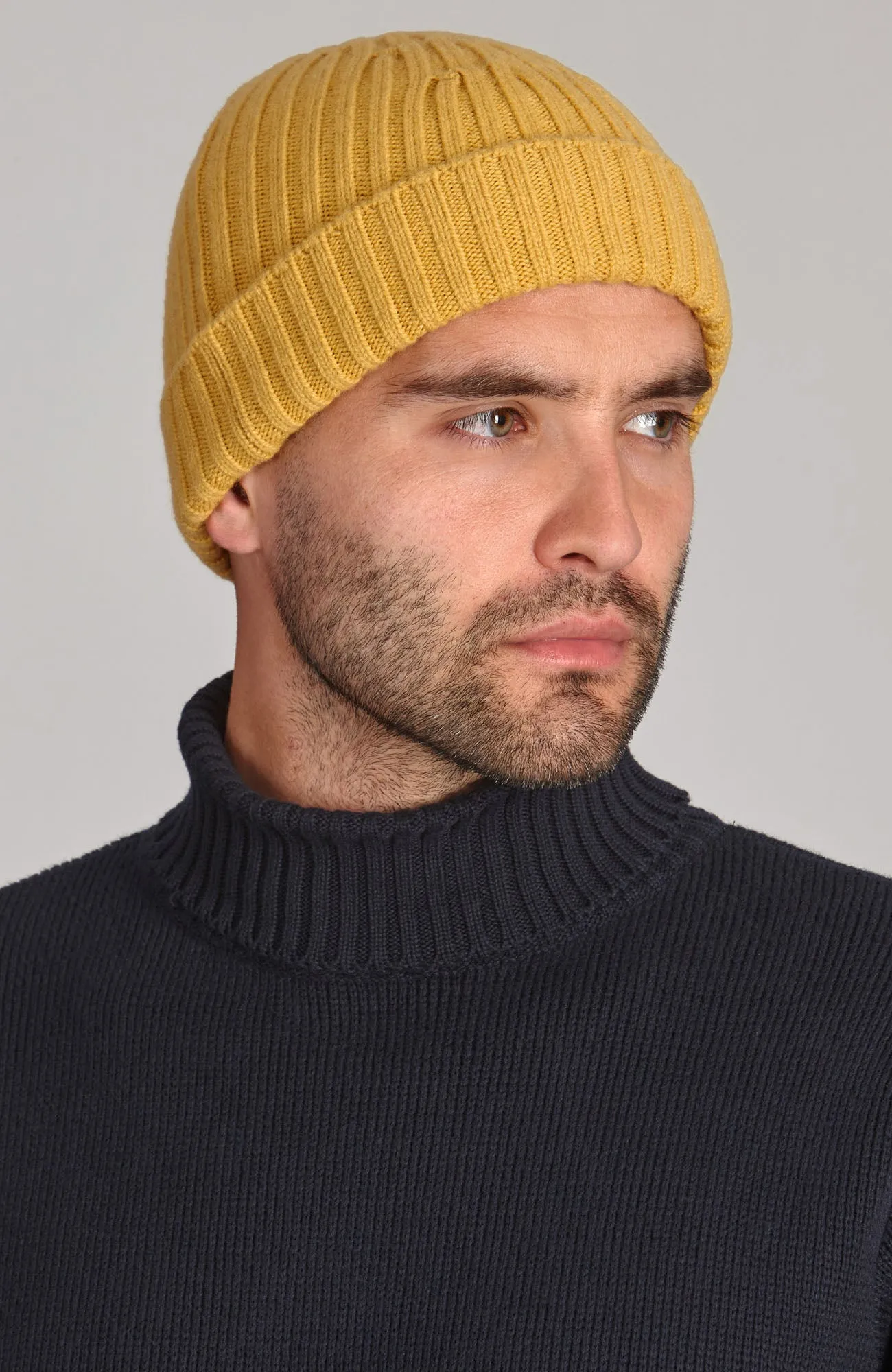 Heavyweight Merino Cashmere Ribbed Beanie