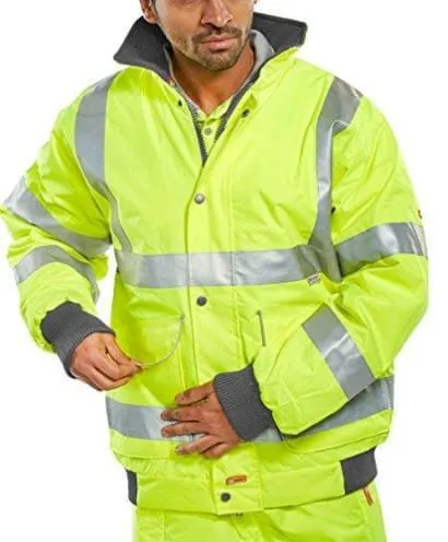 Hi Vis Waterproof Super Bomber Jacket Vi Viz Class 3 En471 -Beeswift Bd75