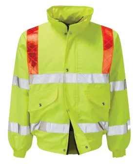 Hi Vis Yellow Bomber Jacket With Red Braces - FOIL