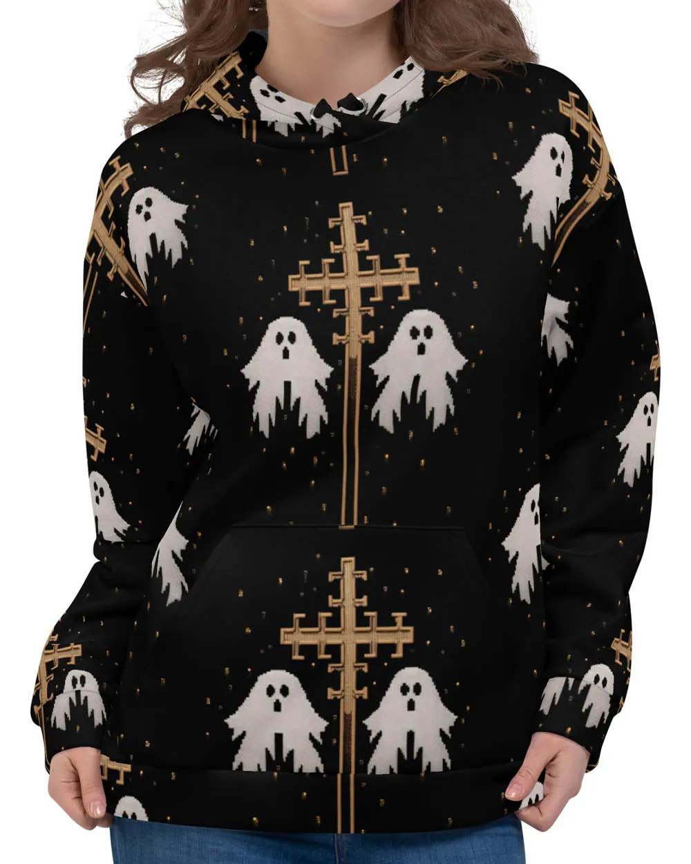 Holy Spirits Unisex Hoodie - Dark Academia Gothic Jumper with Spooky Ghosts, Witchy Alt Style