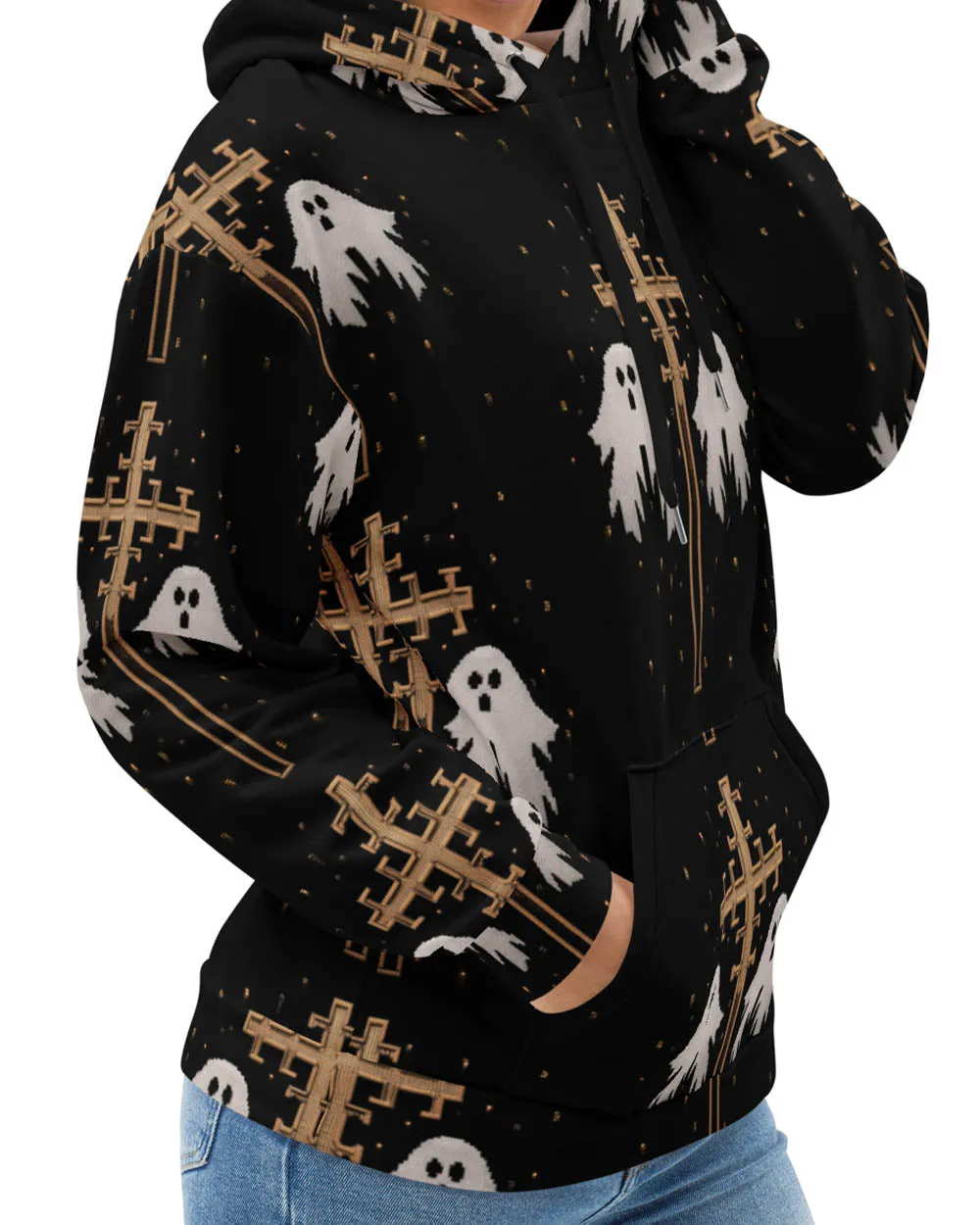 Holy Spirits Unisex Hoodie - Dark Academia Gothic Jumper with Spooky Ghosts, Witchy Alt Style