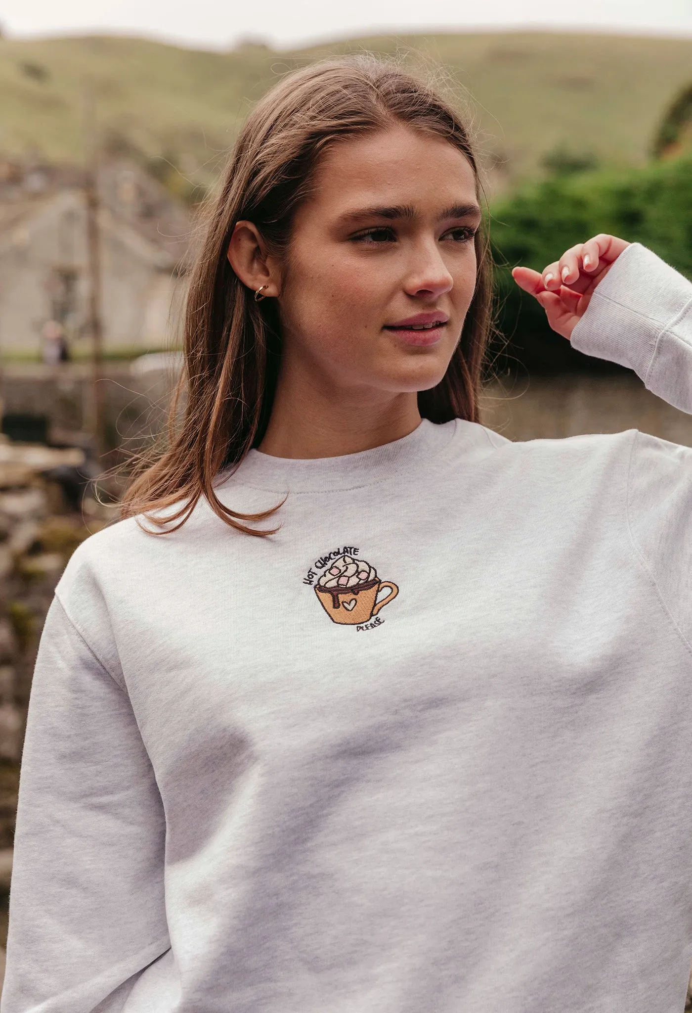 Hot Chocolate Embroidered Organic Cotton Sweatshirt