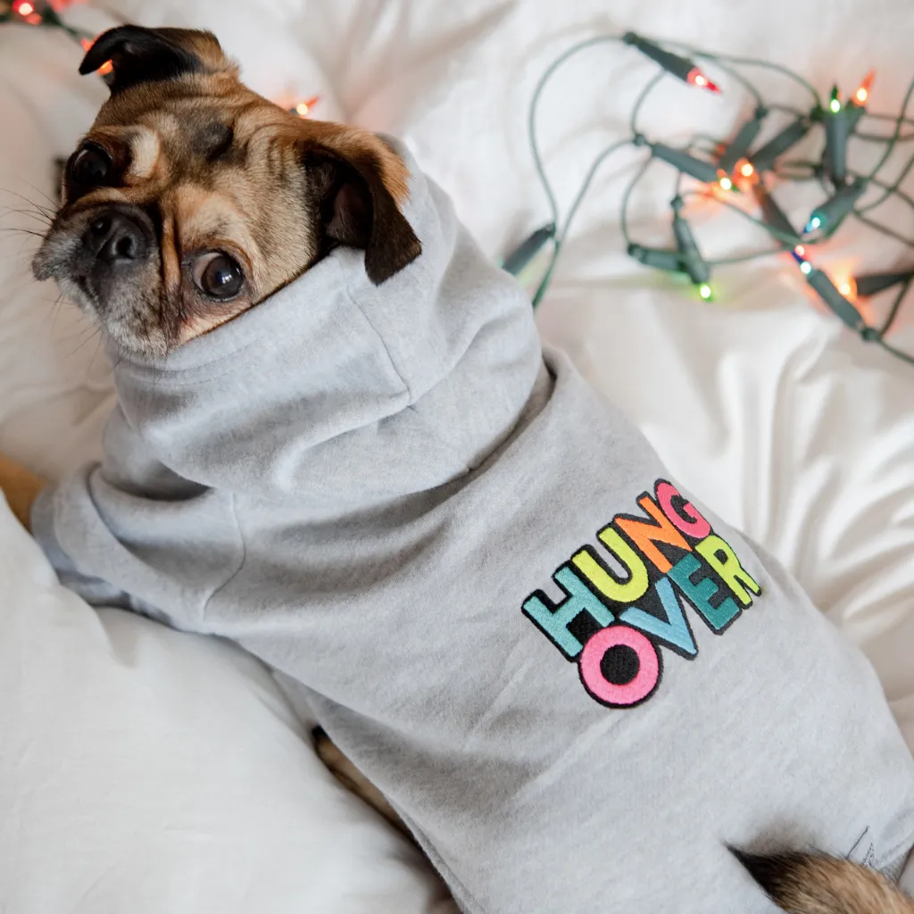 HUNGOVER Slogan Sweatshirt | Dog Hoodie | Grey with Neon Embroidery