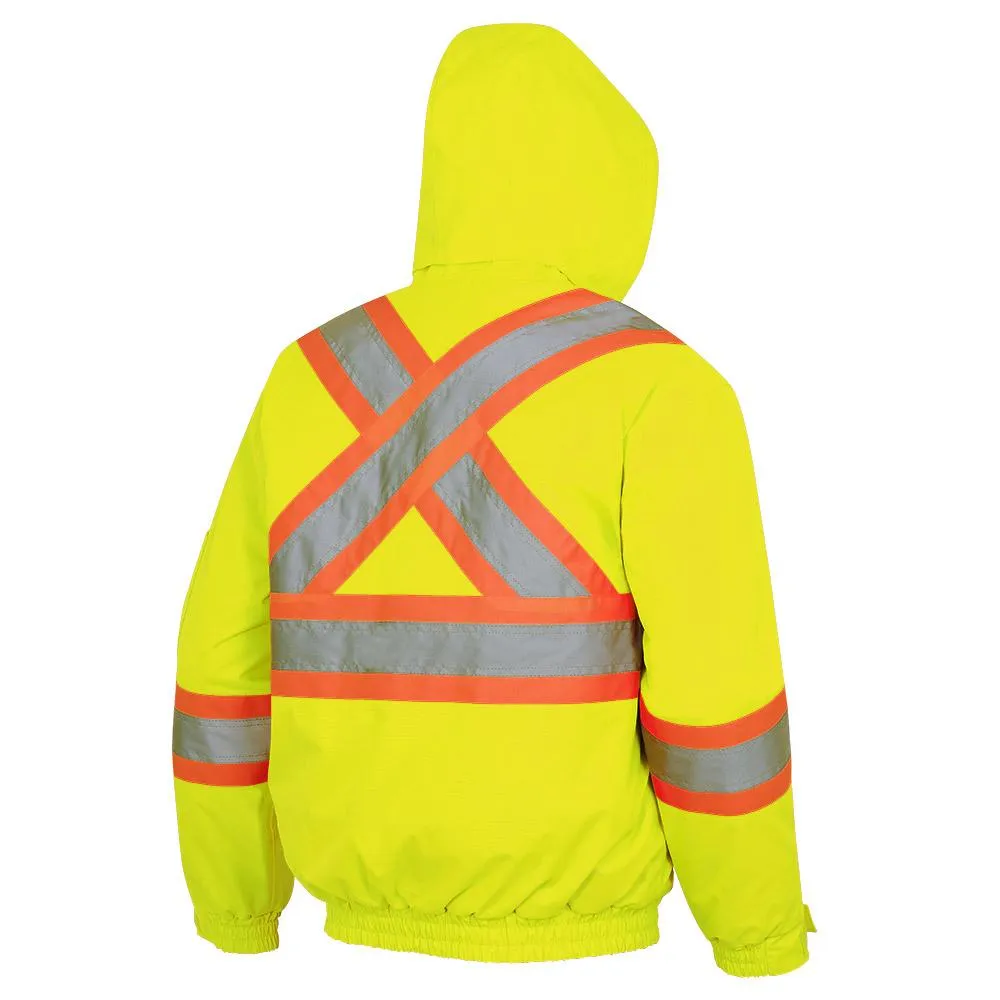 Jacket - Pioneer Hi-Viz 100% Waterproof Winter Quilted Safety Bomber Jacket, 5032 / 5033