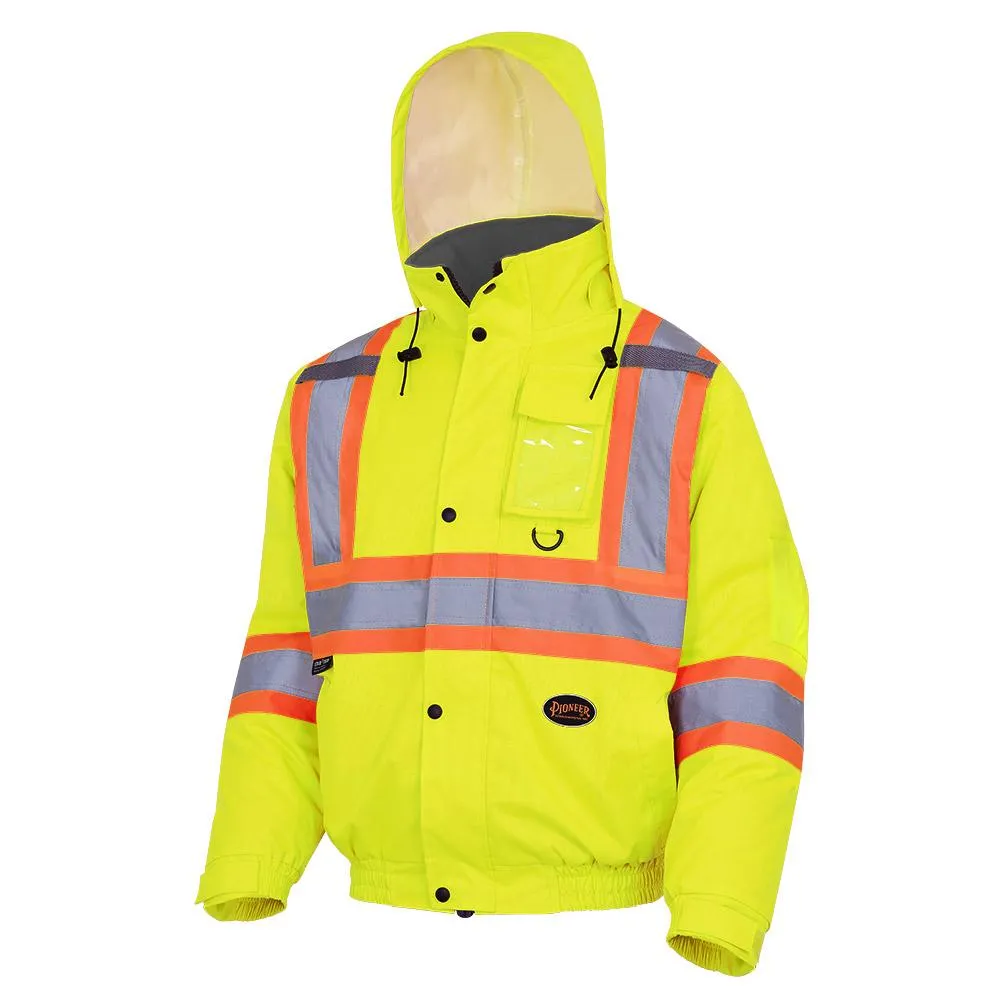 Jacket - Pioneer Hi-Viz 100% Waterproof Winter Quilted Safety Bomber Jacket, 5032 / 5033