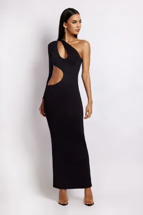 Joyce One Shoulder Cut Out Maxi Dress - Black