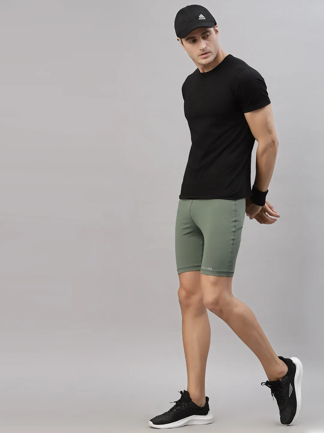 JUMP USA Men Duck Green Rapid Dry-Fit Solid Training Short Tights