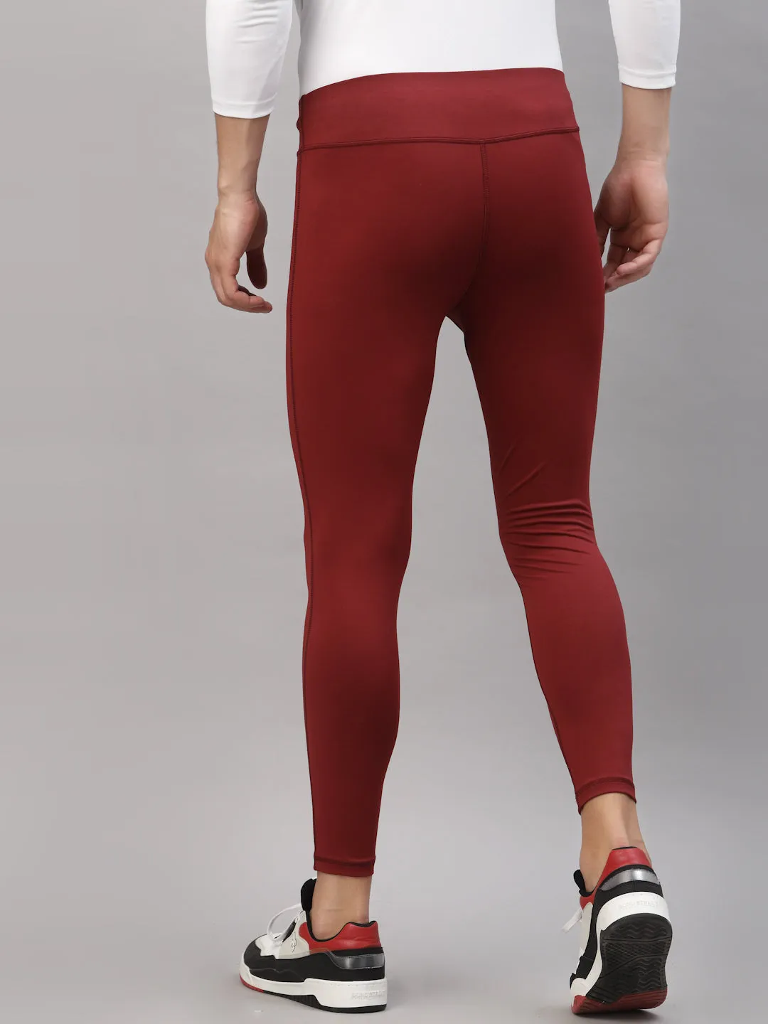 JUMP USA Men Maroon Rapid Dry-Fit Solid Training Tights