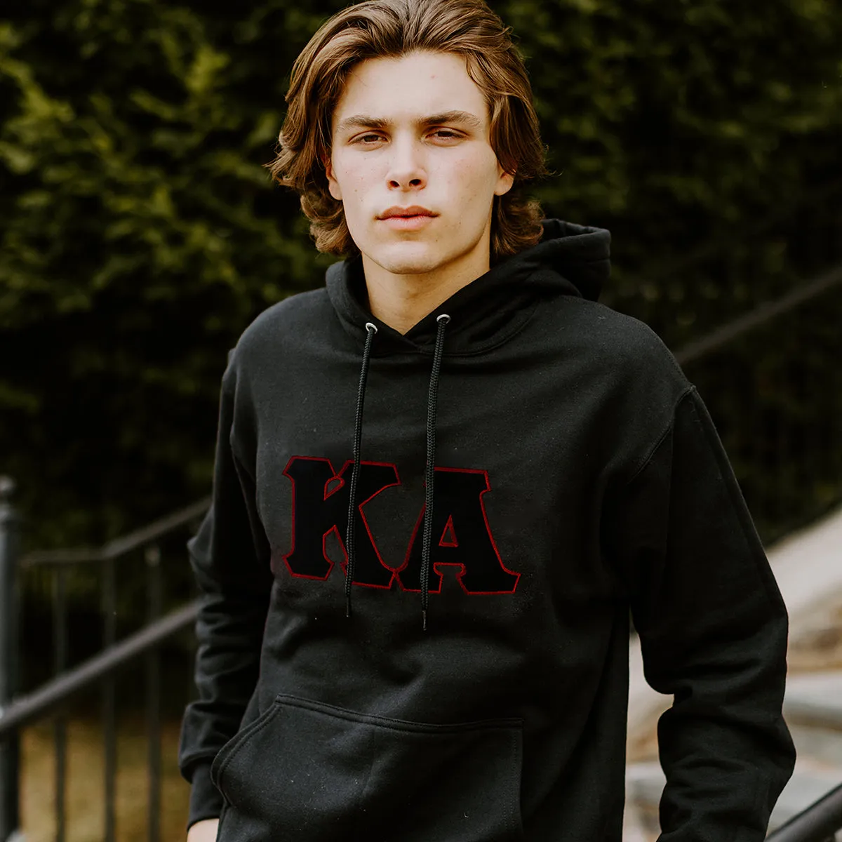 Kappa Alpha Black Hoodie with Black Sewn On Letters