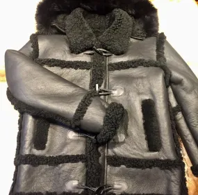 Kashani Black Hooded Shearling Jacket