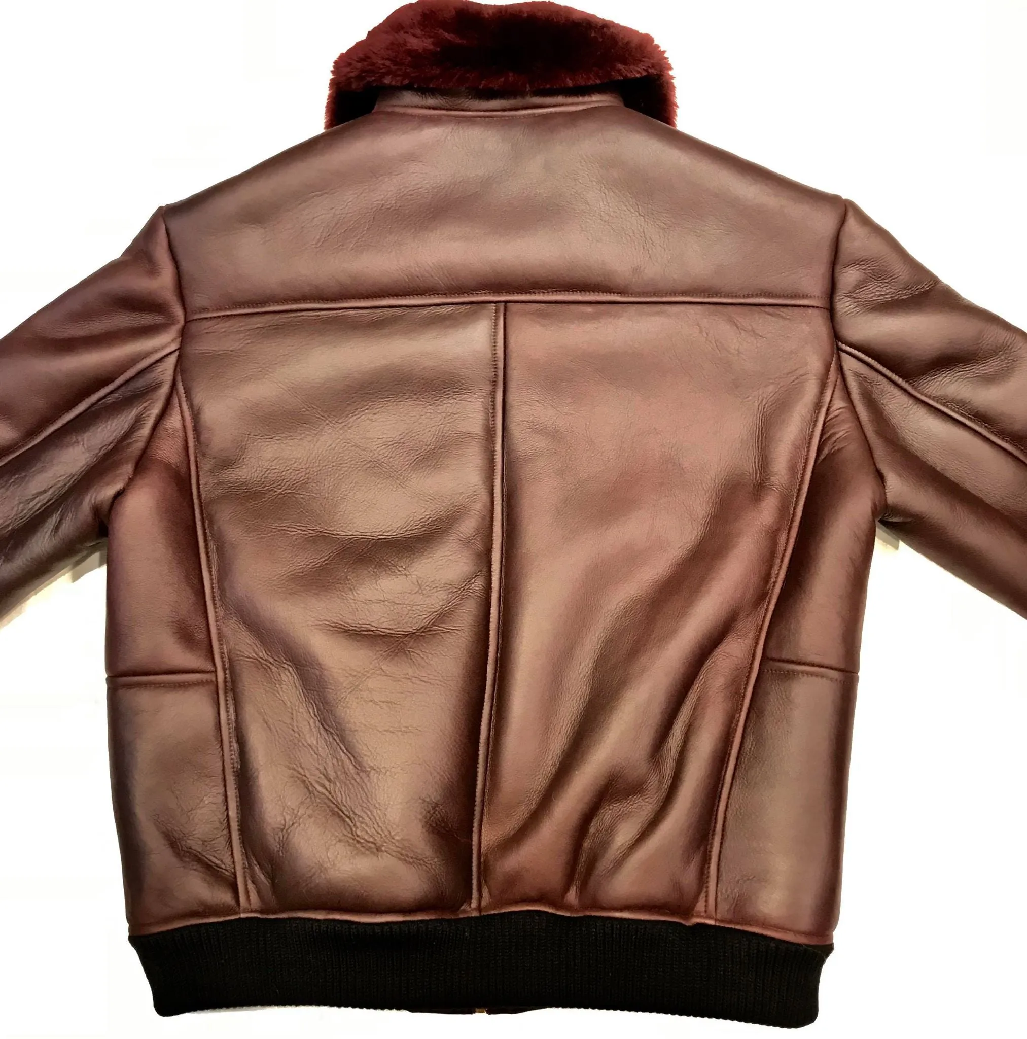 Kashani Burgundy Mouton Shearling Flight Jacket