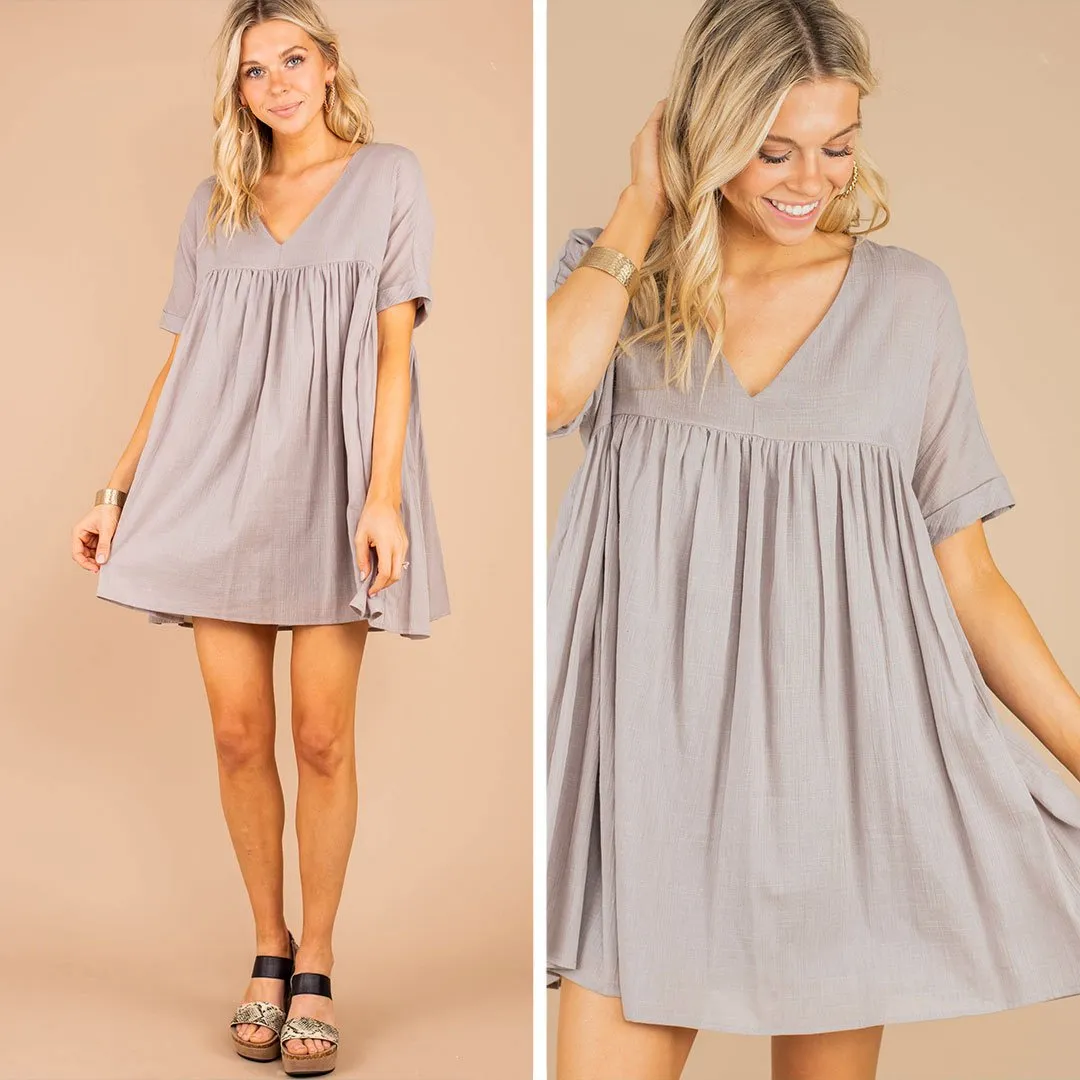 Keeping You Happy Ash Gray Babydoll Dress