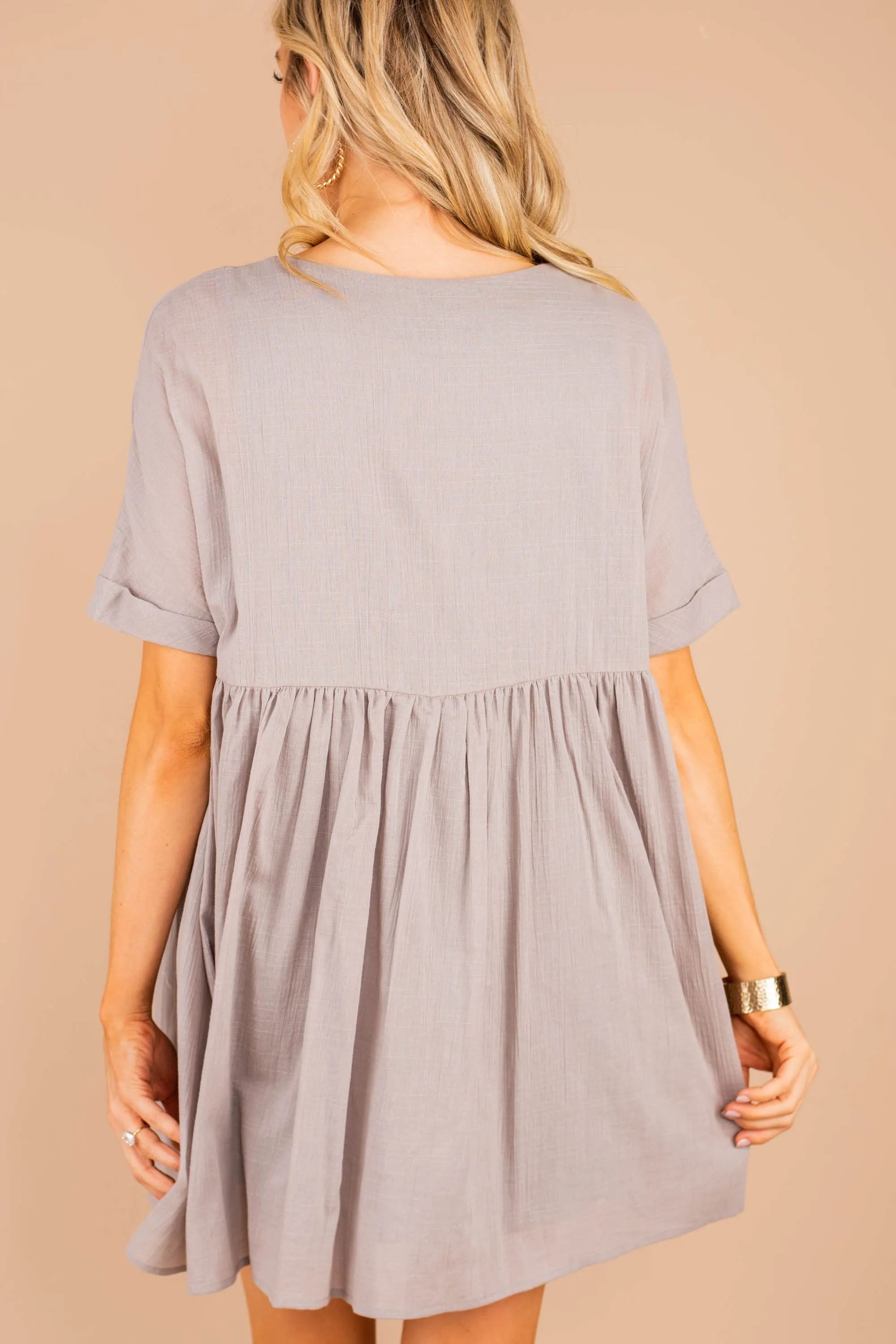 Keeping You Happy Ash Gray Babydoll Dress