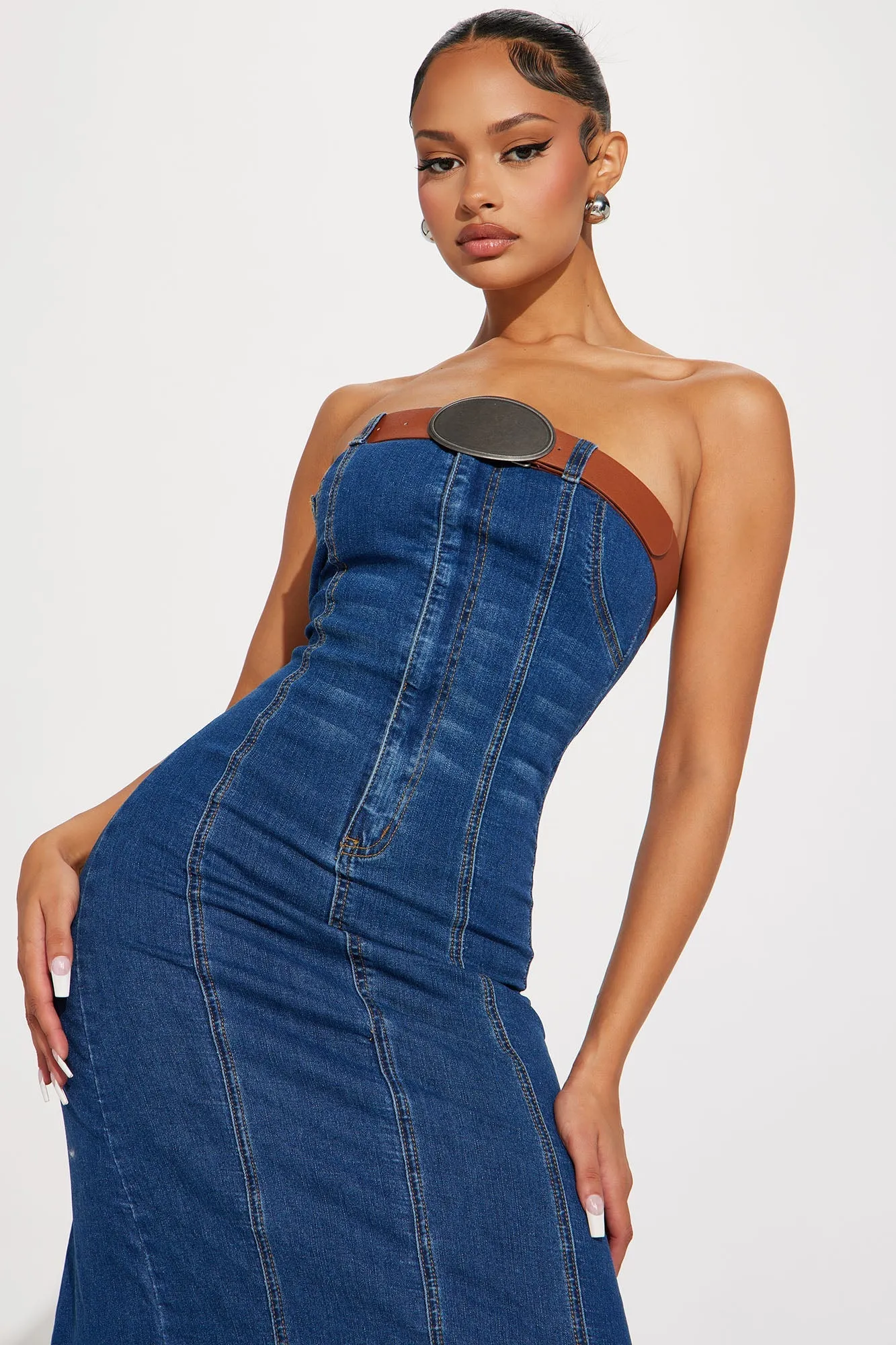 Kelly Denim Maxi Dress - Medium Wash