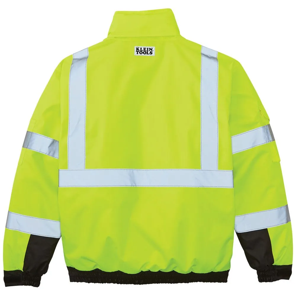 Klein Tools 60501 Bomber Jacket, High-Visibility Reflective Winter Jacket, 220-Gram Insulation for Superior Warmth, ANSI Compliant, XXL