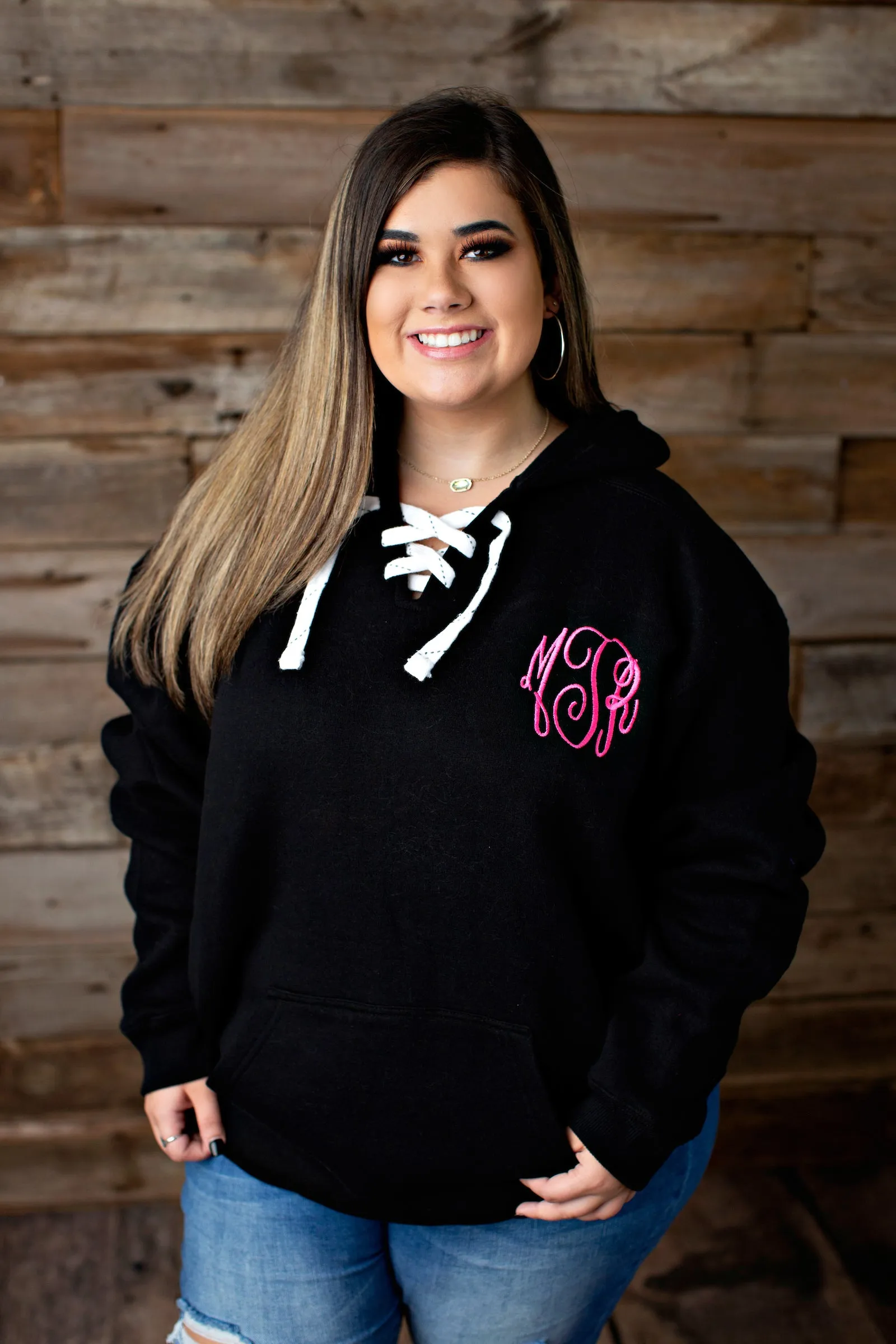 Lace Up Monogrammed Hoodie - 2020