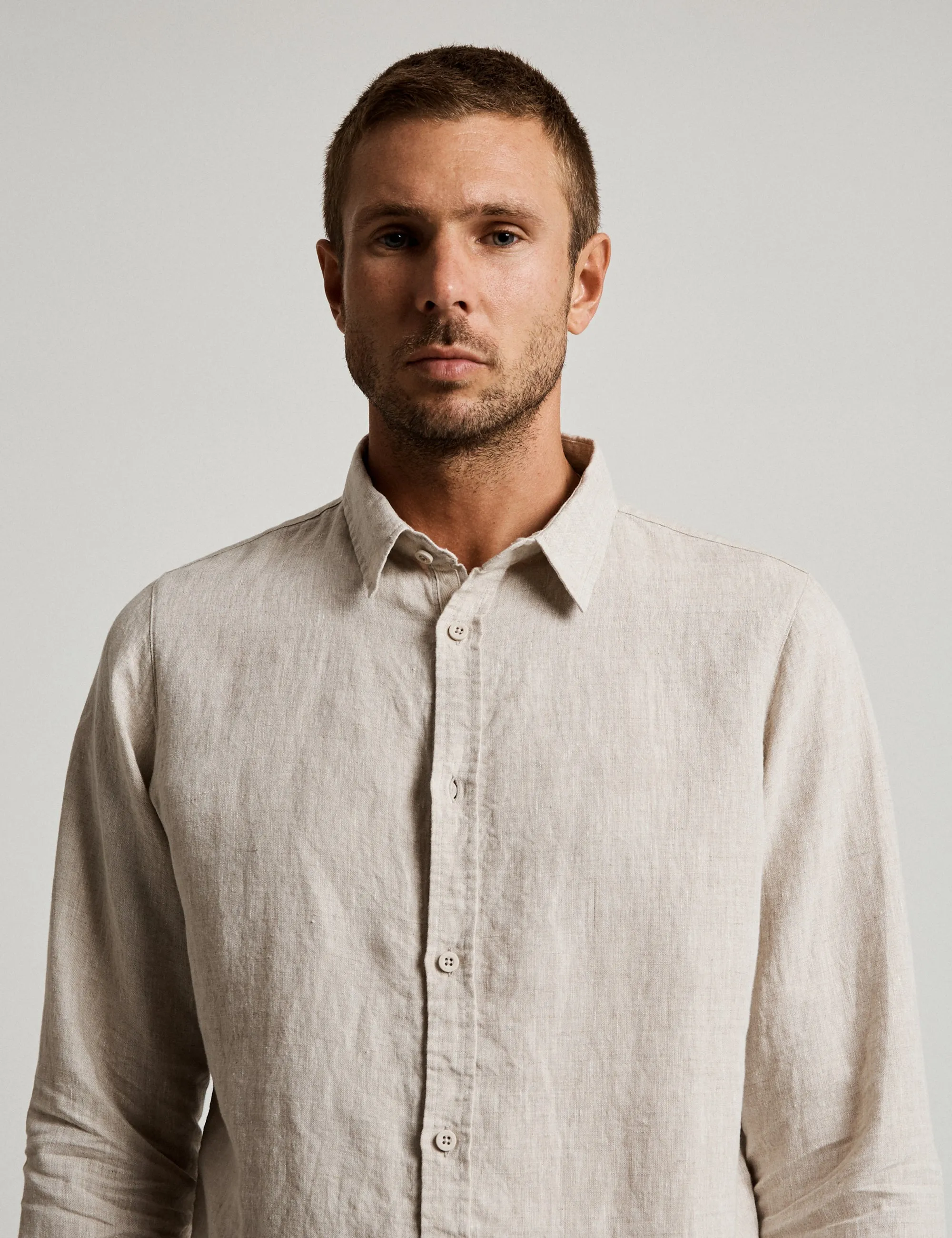 Linen Long Sleeve Shirt - Natural