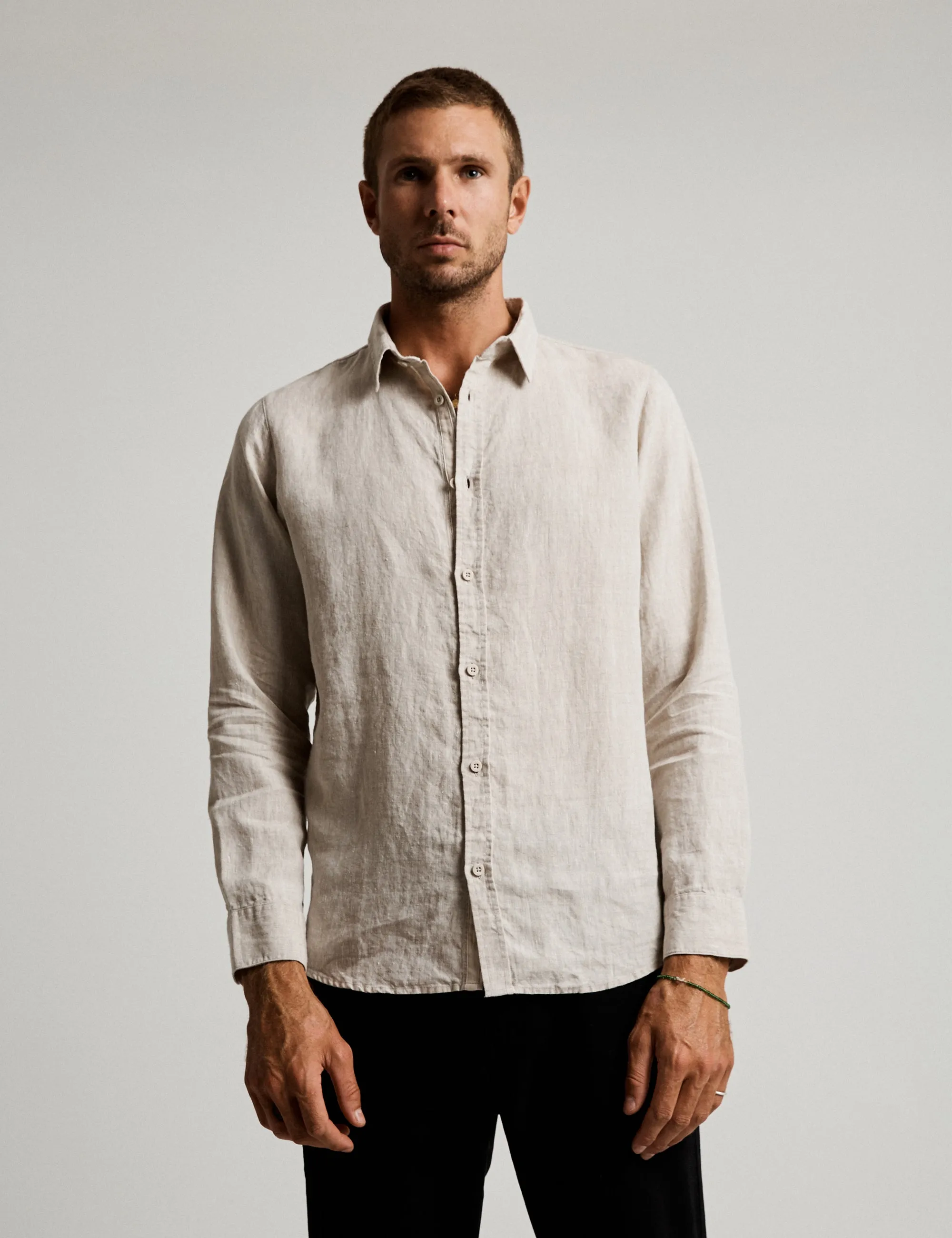 Linen Long Sleeve Shirt - Natural