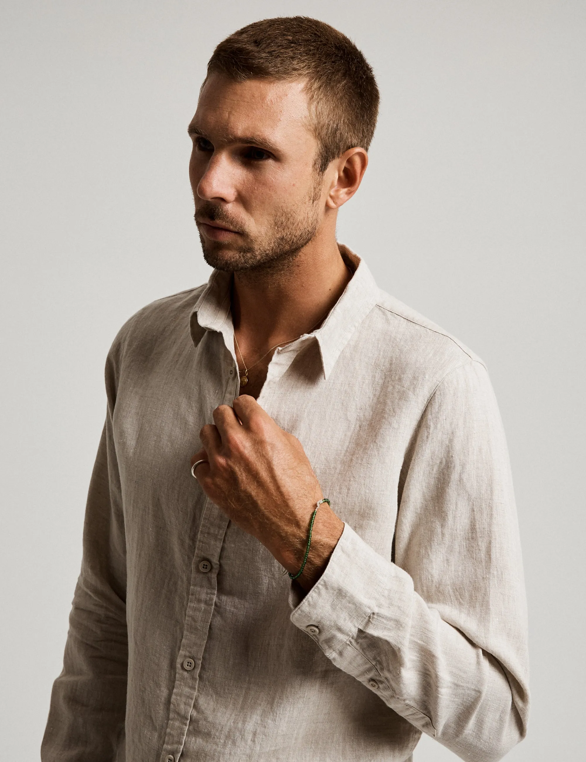 Linen Long Sleeve Shirt - Natural