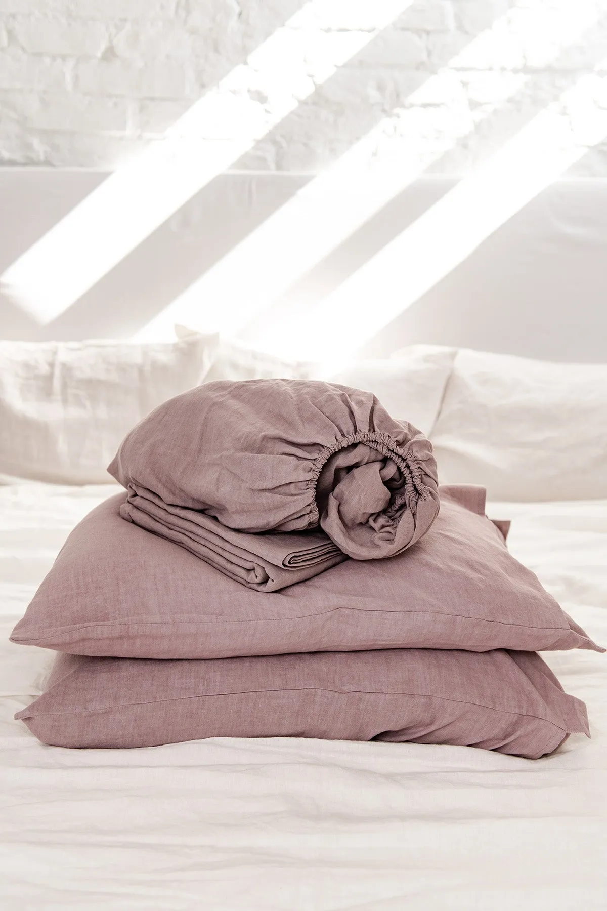 Linen sheets set in Rosy Brown by AmourLinen