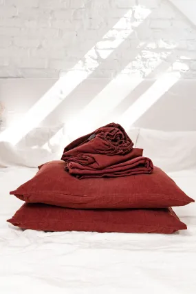 Linen sheets set in Terracotta by AmourLinen