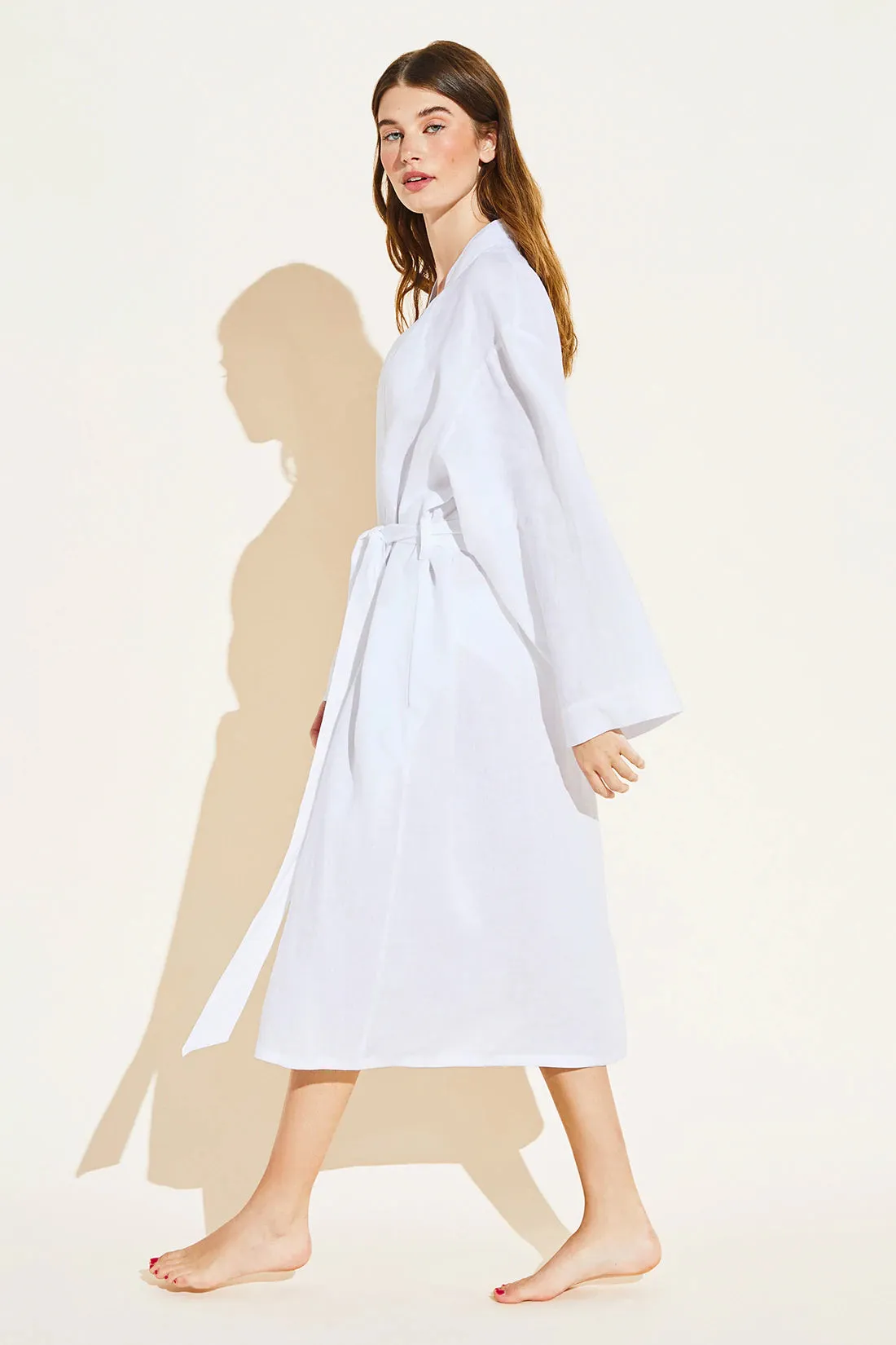 Linen Solid Long Robe