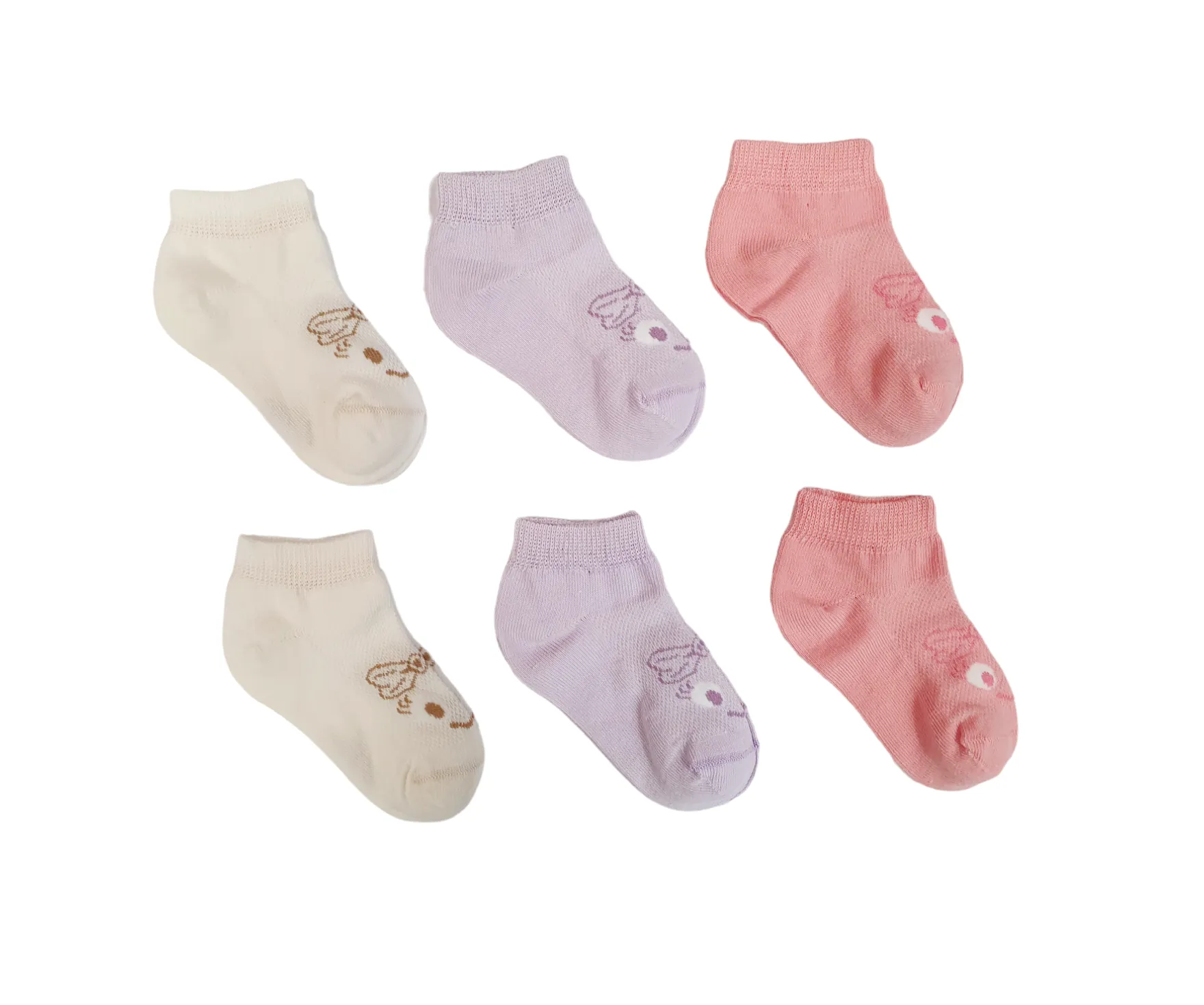 Little Team Cotton Rich Trainer Socks Cute Face 6Pk (0-8yrs)