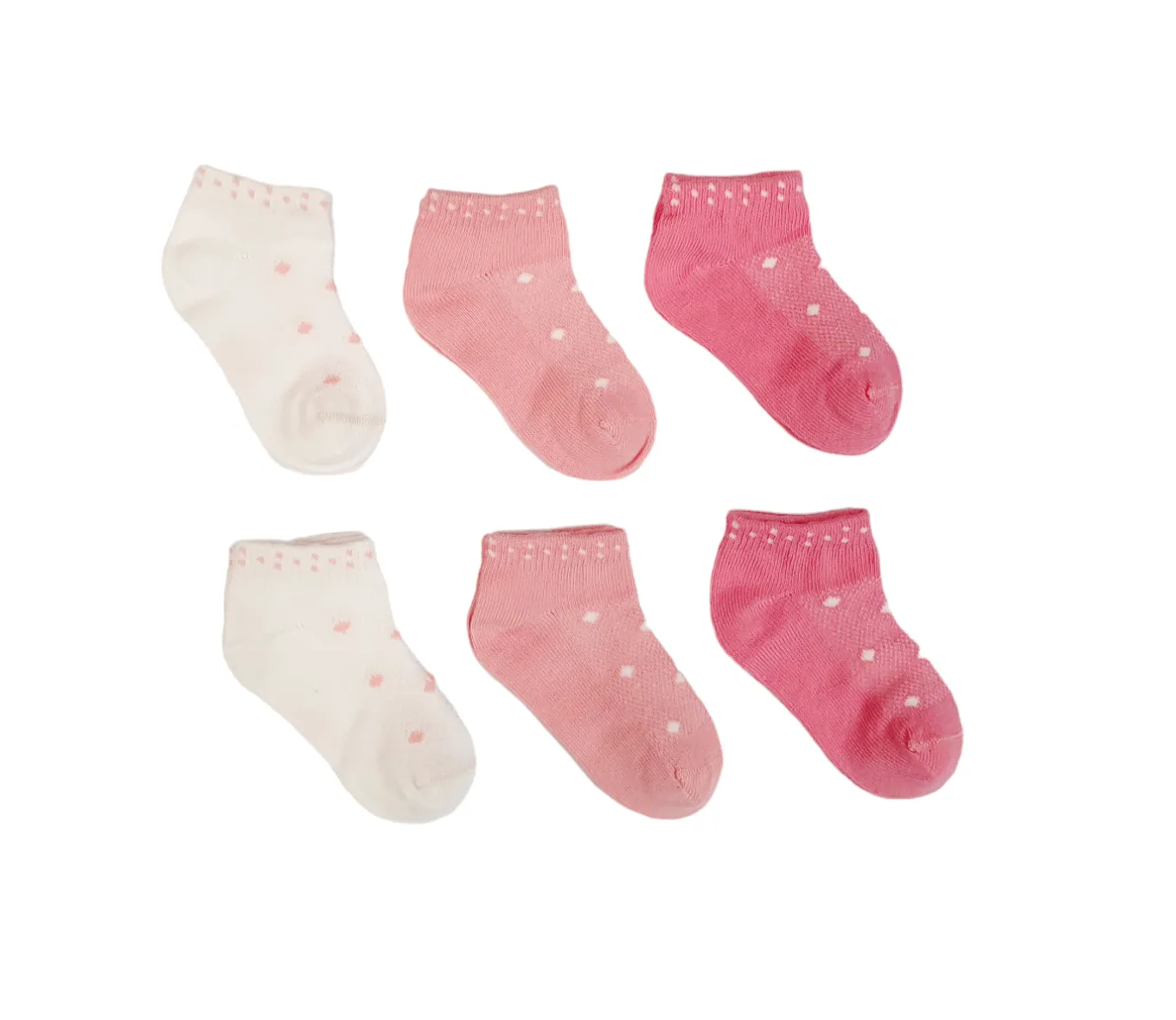 Little Team Cotton Rich Trainer Socks Pink Dots 6Pk (0-8yrs)