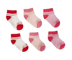 Little Team Cotton Rich Trainer Socks Pink Flower 6Pk (0-12mths)