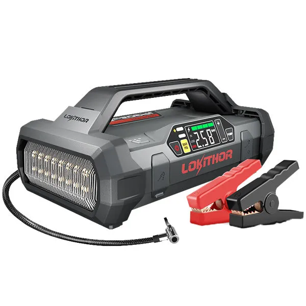 LOKITHOR - JA302 - Lithium Jump Starter - 150PSI Air Compressor - 2500A -  USB Port - w/LED Flashlight - 12V