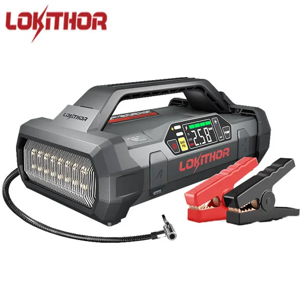 LOKITHOR - JA302 - Lithium Jump Starter - 150PSI Air Compressor - 2500A -  USB Port - w/LED Flashlight - 12V