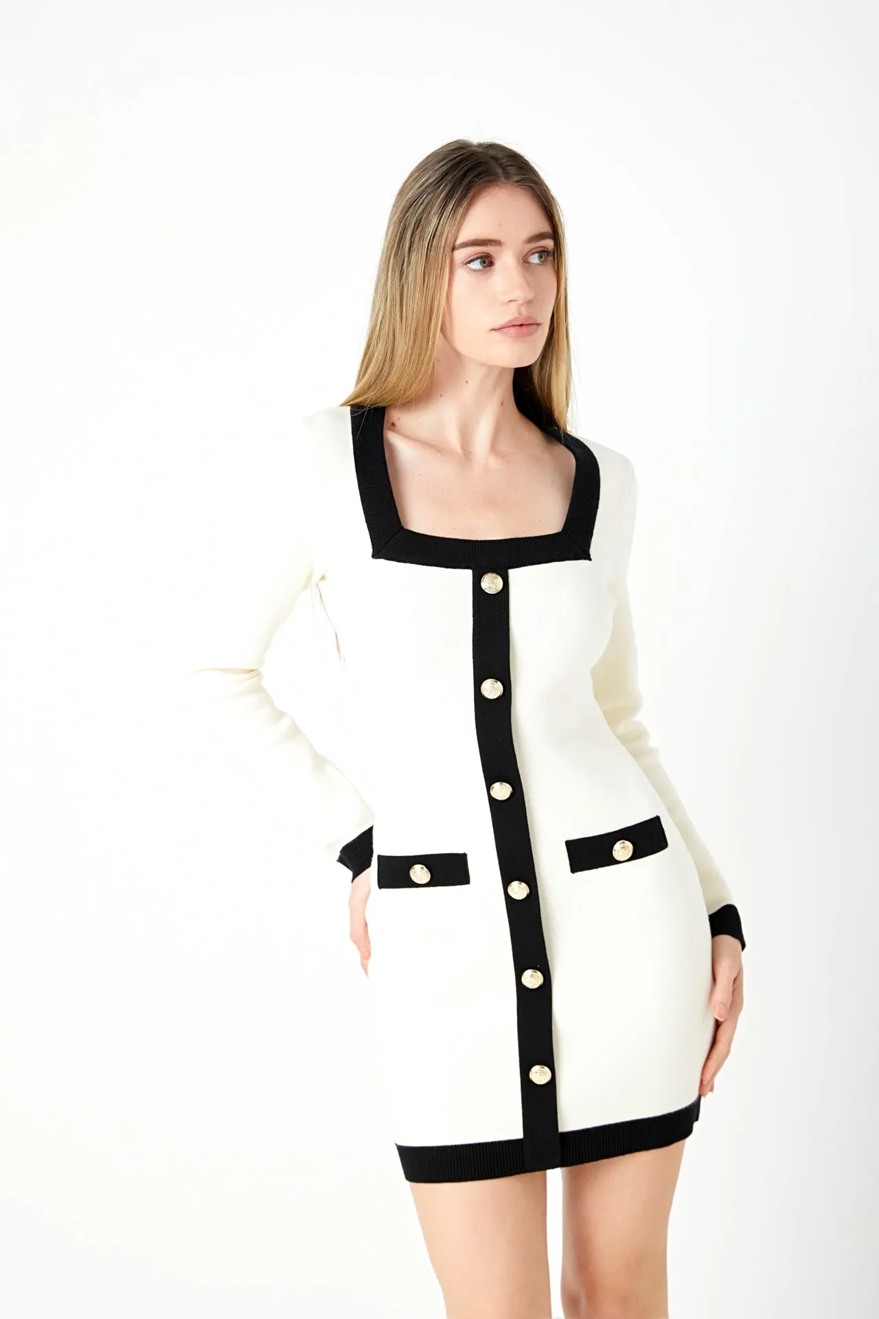 Long-Sleeve Knit Mini Dress