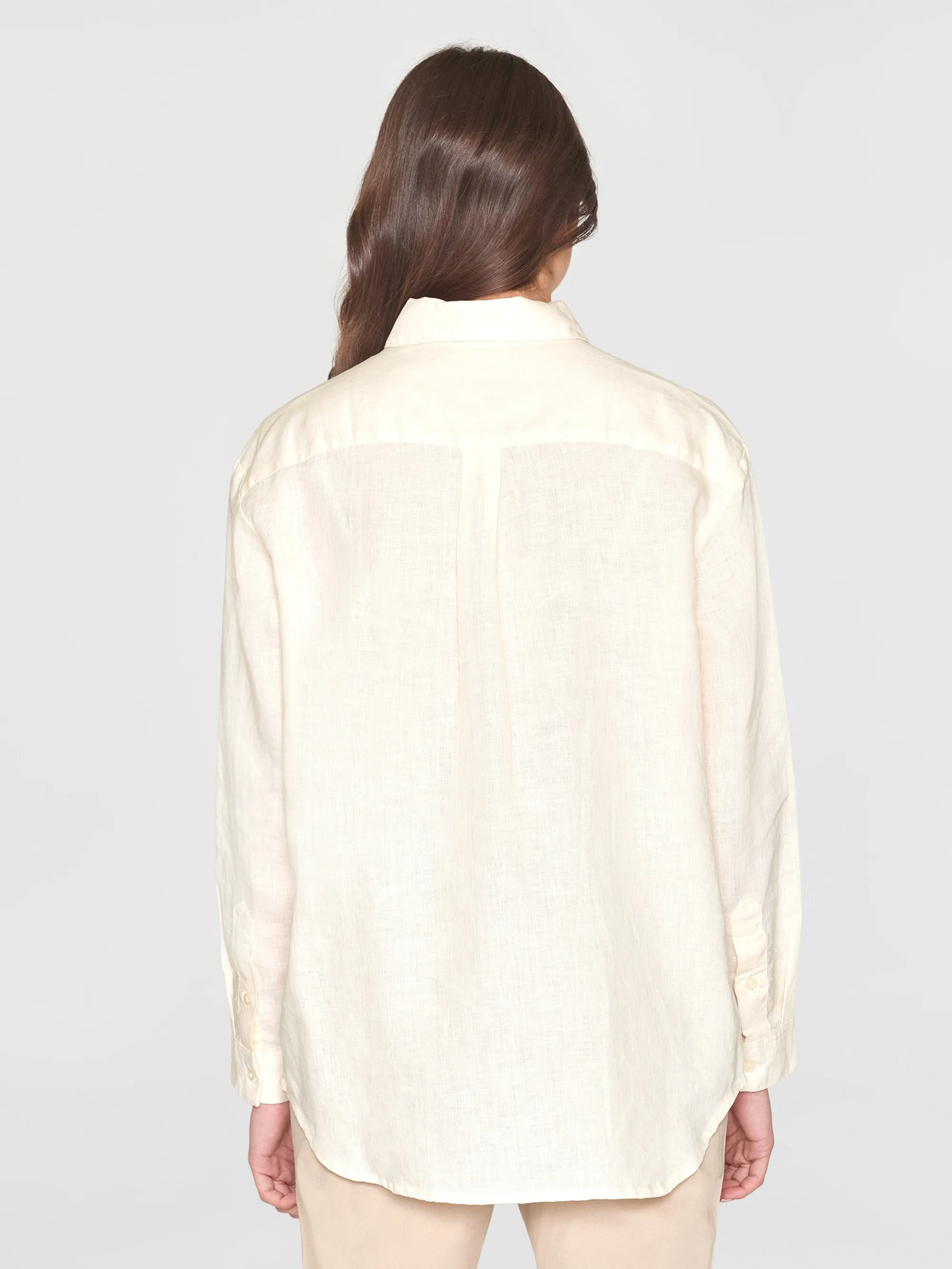 Loose linen long sleeved shirt - GOTS/Vegan - Buttercream