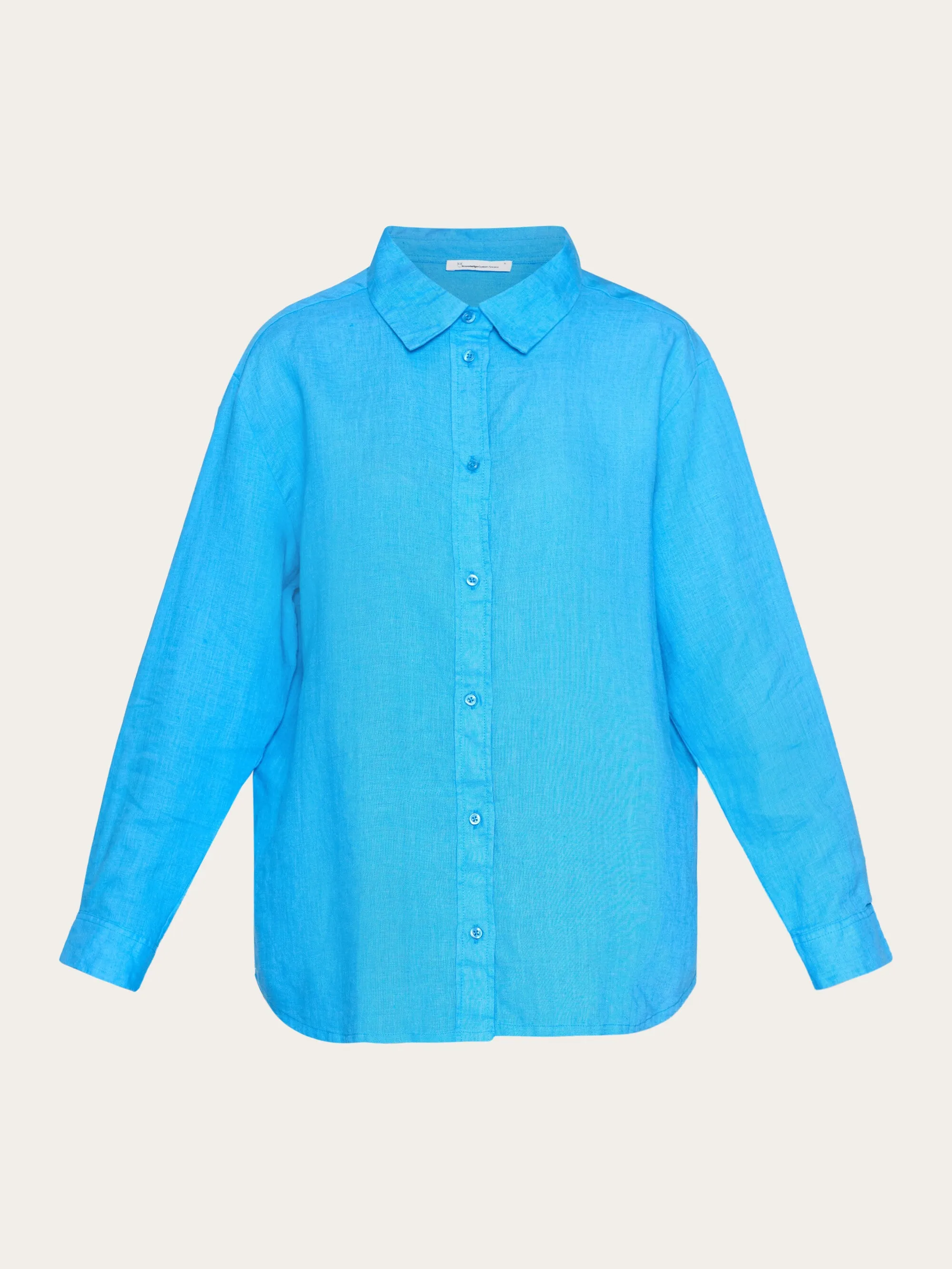 Loose linen long sleeved shirt - GOTS/Vegan - Malibu Blue