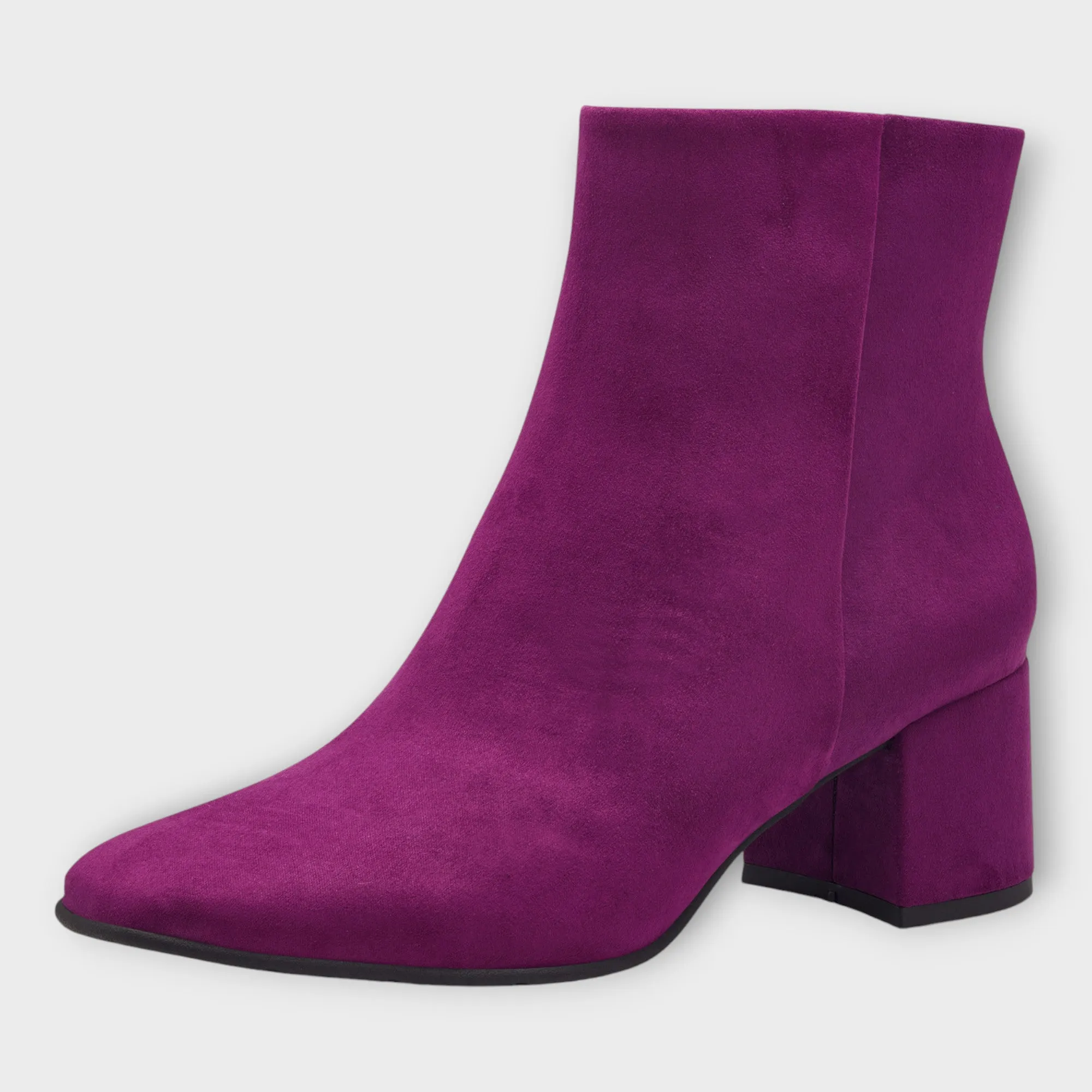 Marco Tozzi Purple Faux Suede Ankle Boots with Gold Side Zip