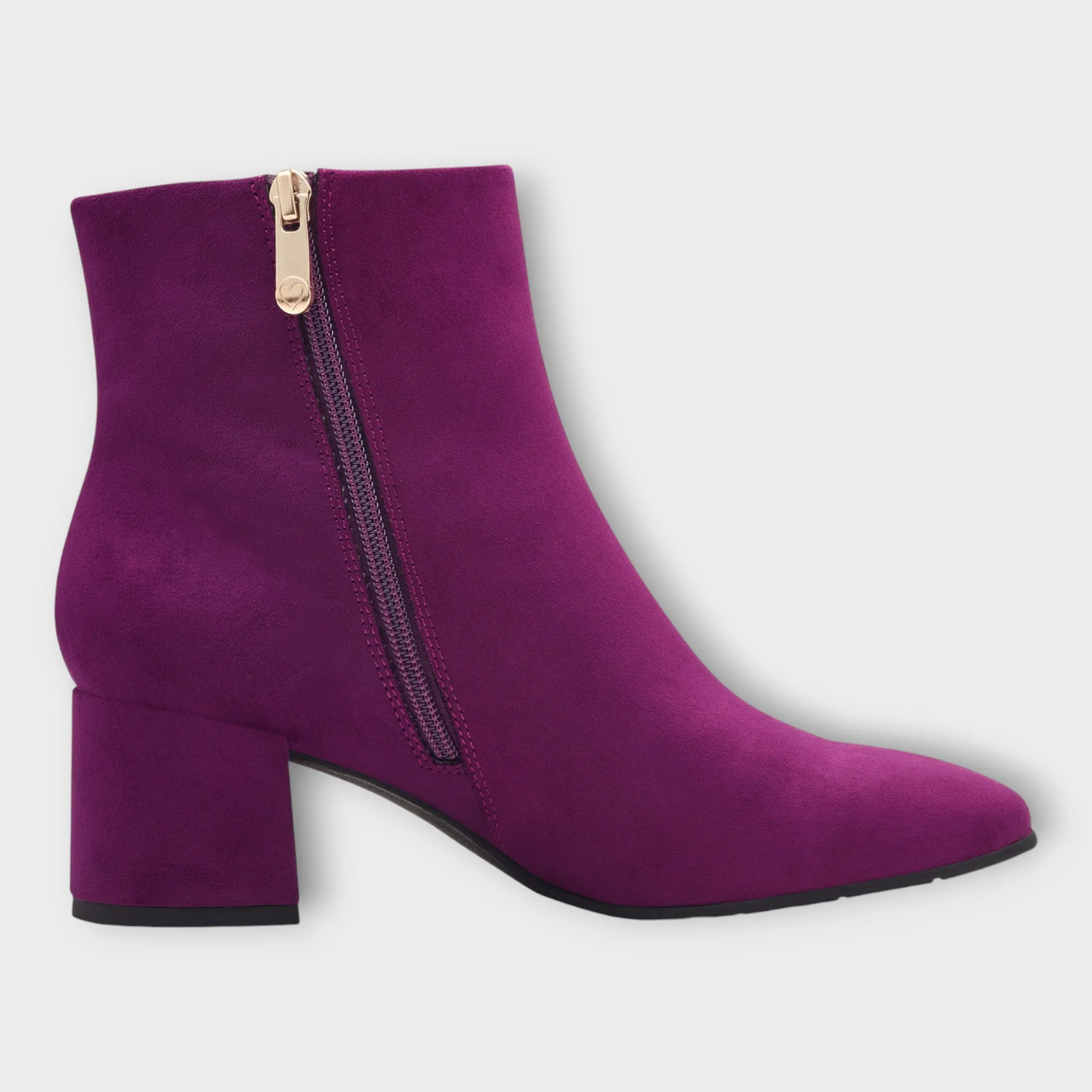 Marco Tozzi Purple Faux Suede Ankle Boots with Gold Side Zip