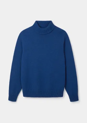 Marine Blue Melange Roll Neck Jumper