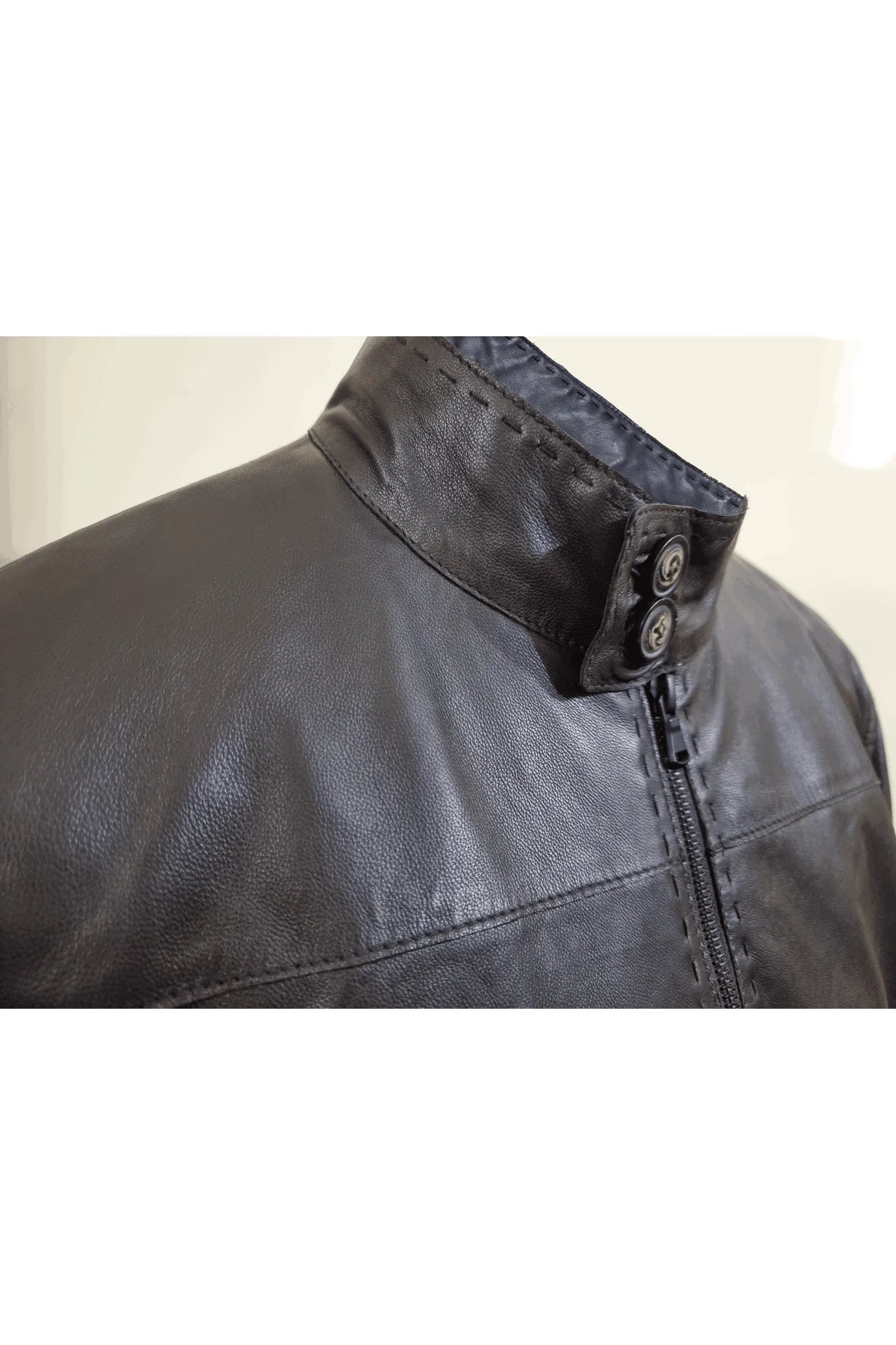 Mens Bomber Jacket Biker Style Lambskin Brown Leather Slim Fit Casual Stylish Jacket - ELM43