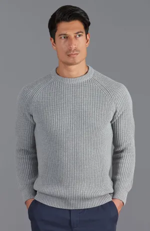 Mens Heavyweight Cotton Fisherman Rib Knit Jumper