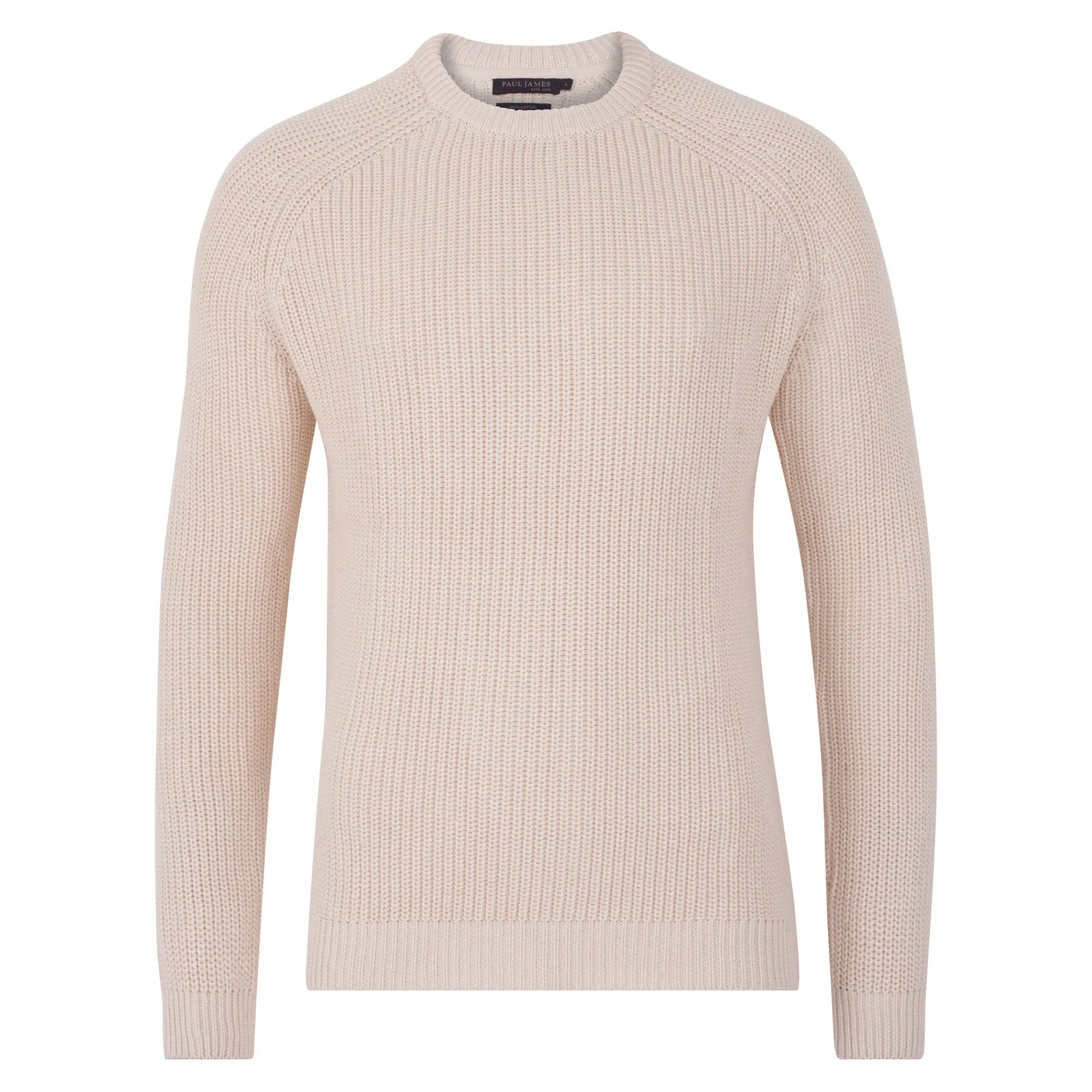 Mens Heavyweight Cotton Fisherman Rib Knit Jumper