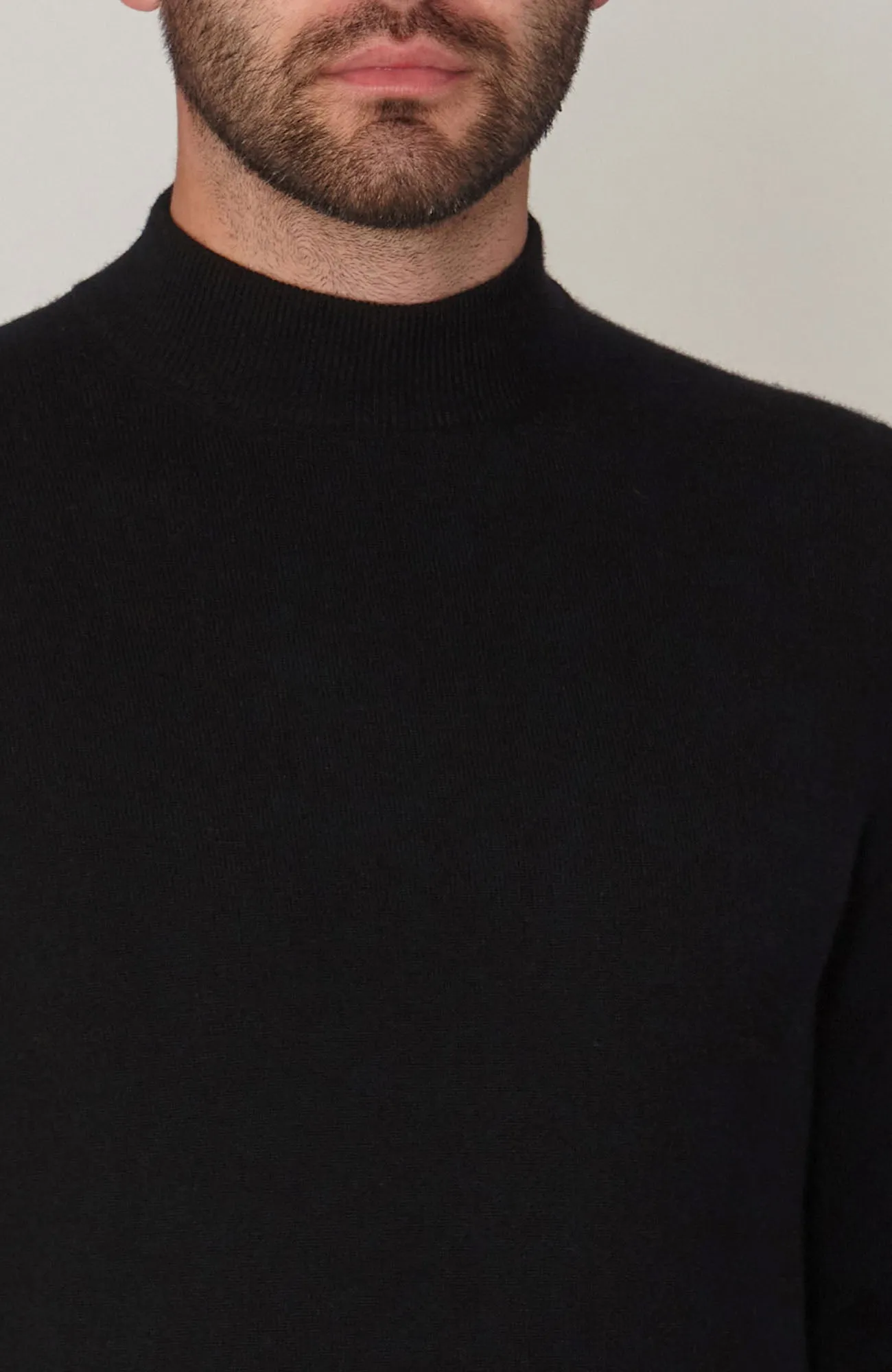 Mens Lightweight Merino Cashmere Mock Turtle Neck Jumper