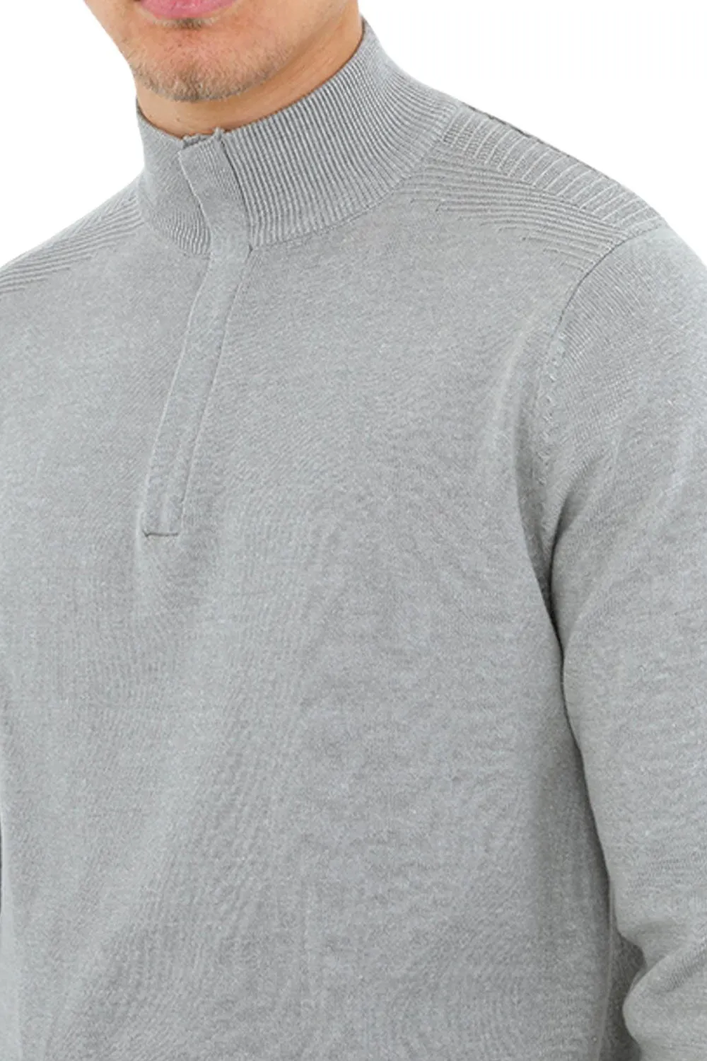 Mens Quarter Zip Funnel Neck Jumper