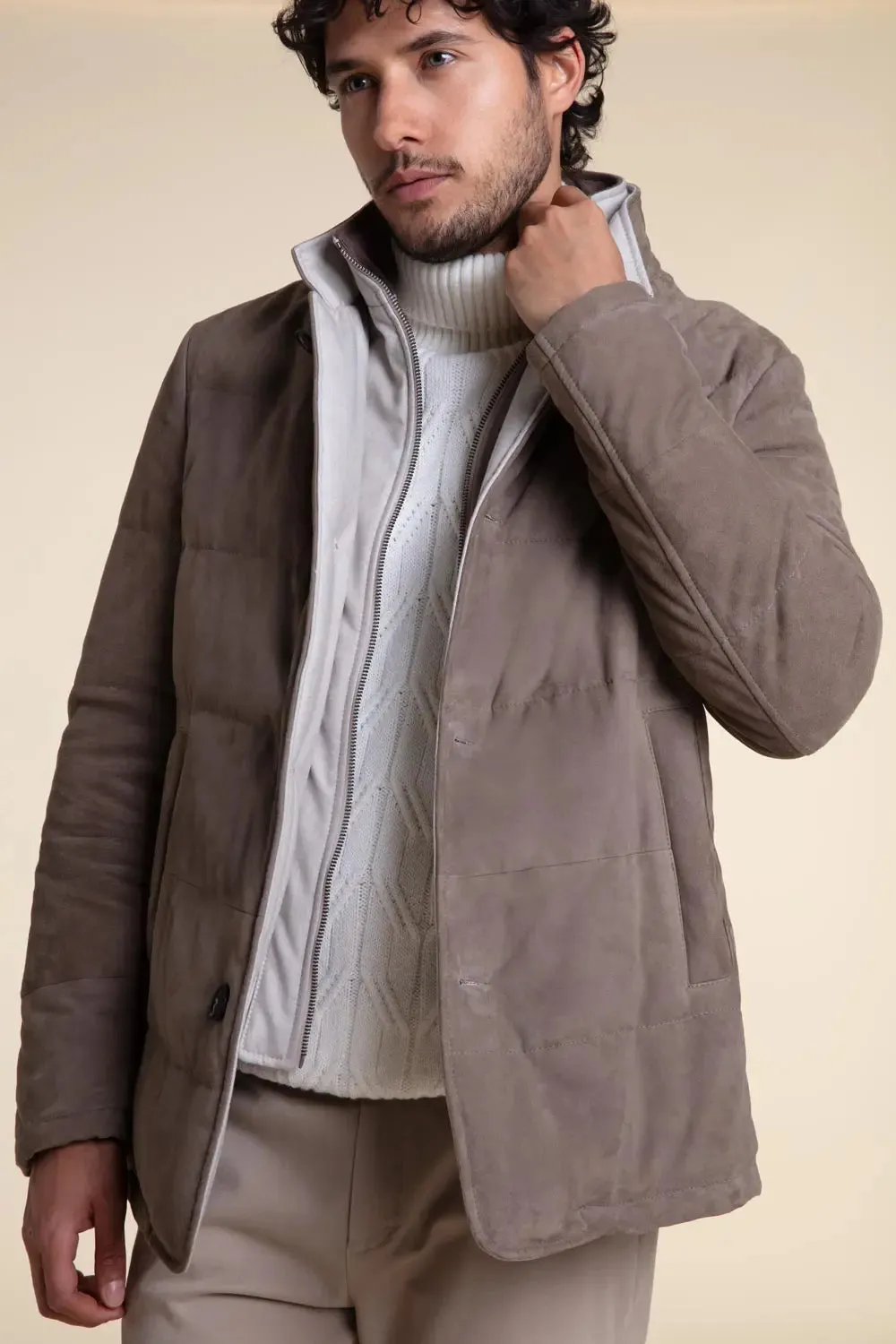 Mens quilted suede jacket