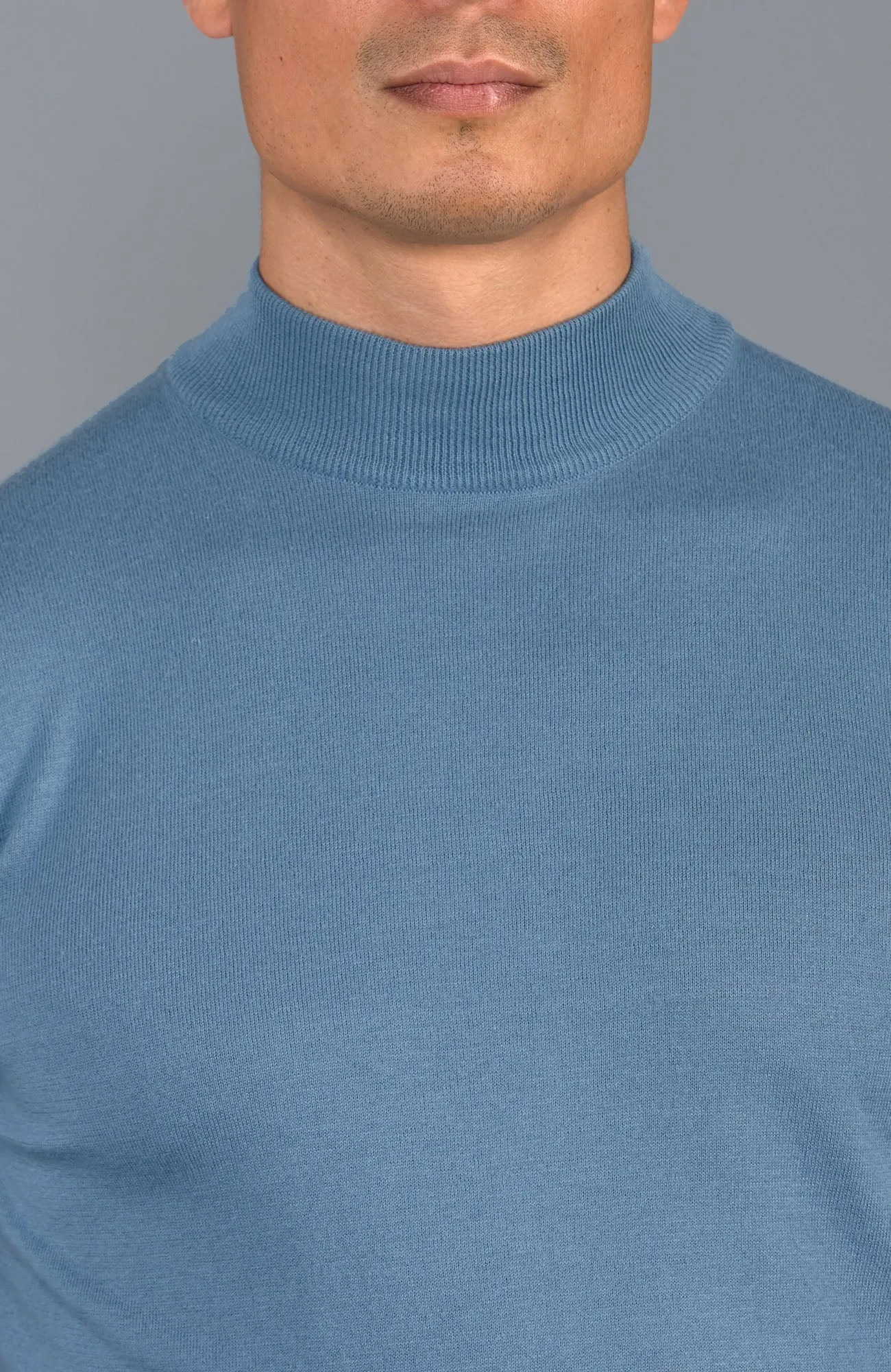 Mens Ultra Fine Cotton Mock Turtle Neck Jumper