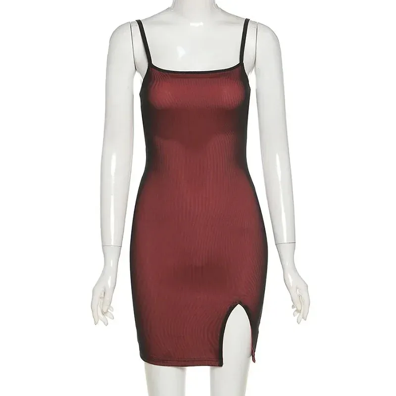 Mesh Double Layer Sleeveless Bodycon Mini Dress