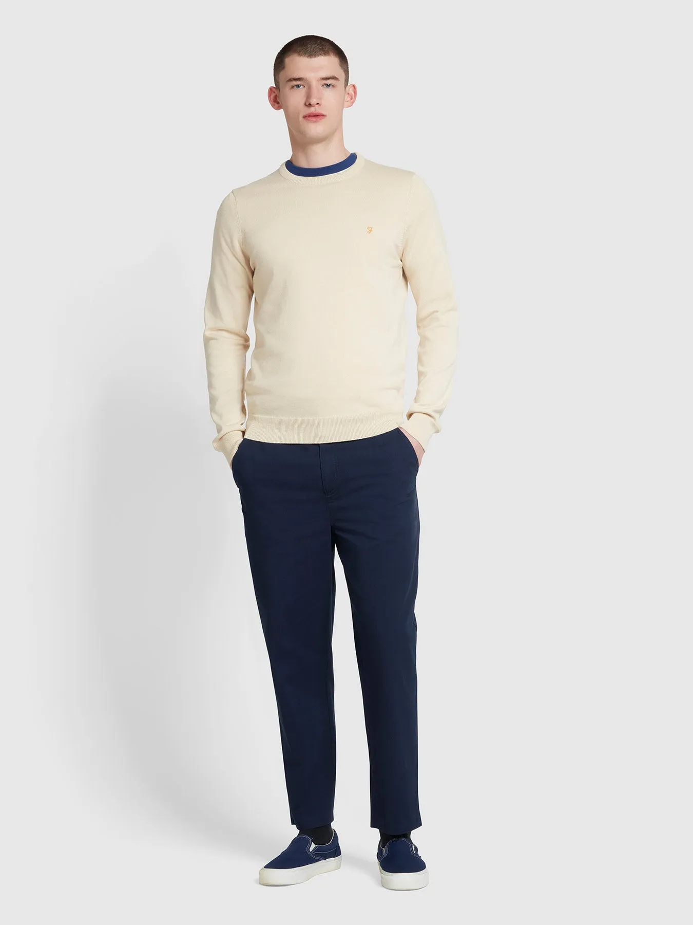 Mullen Cotton Crew Neck Jumper In Fog