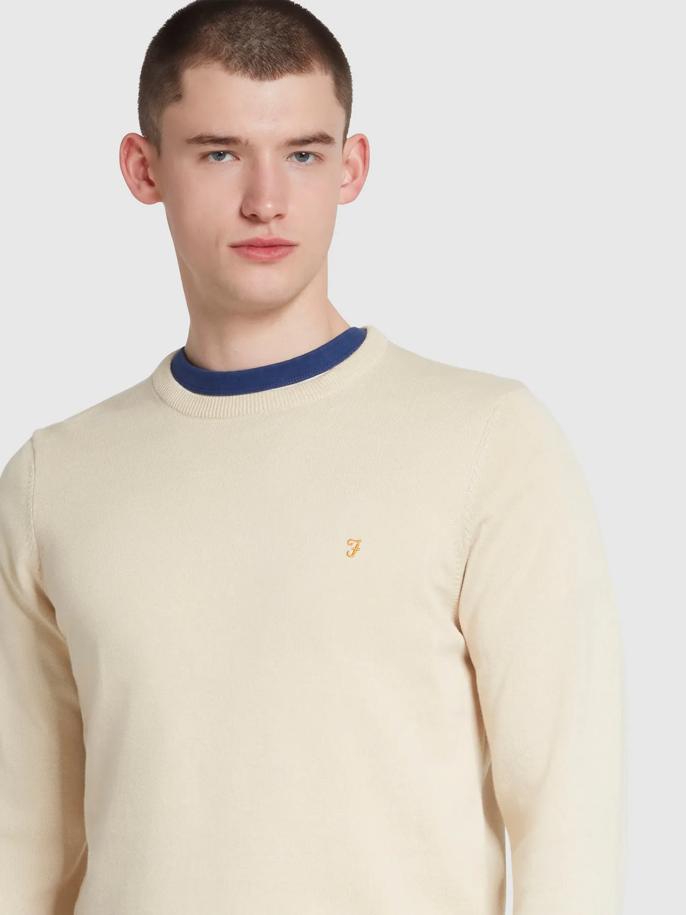 Mullen Cotton Crew Neck Jumper In Fog